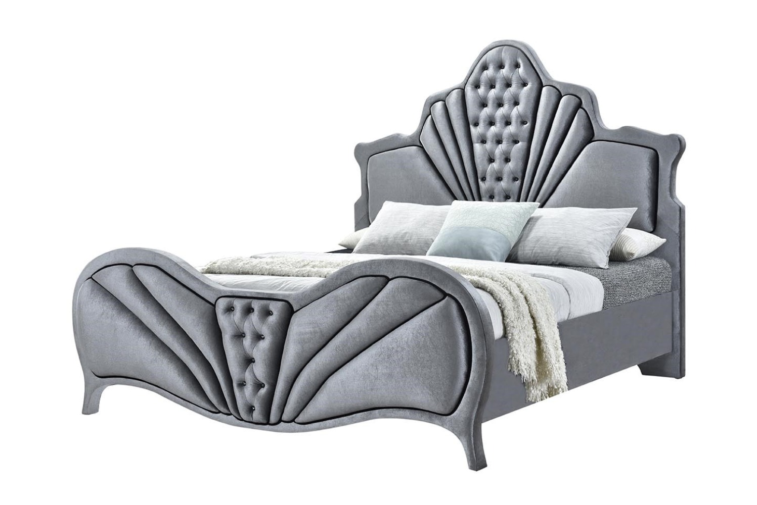 ACME Dante Queen Bed, Gray Velvet