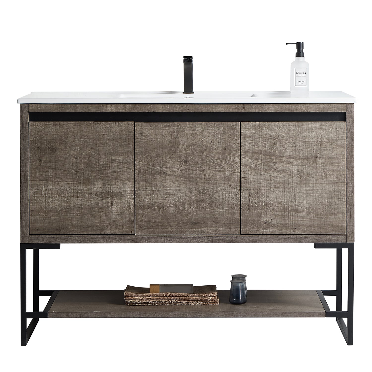 48 in.  Freestanding Bathroom Vanity Cabinet with Ceramics Counter Top-Boyel Living