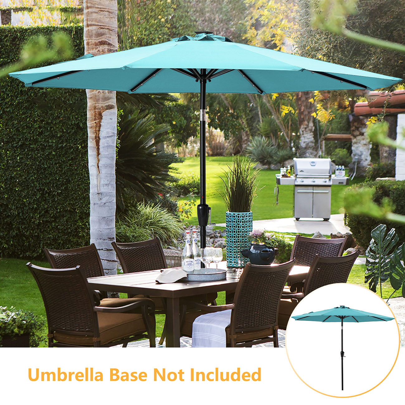 Boyel Living 9-ft Patio Umbrella with LED Lights (Blue)-Boyel Living