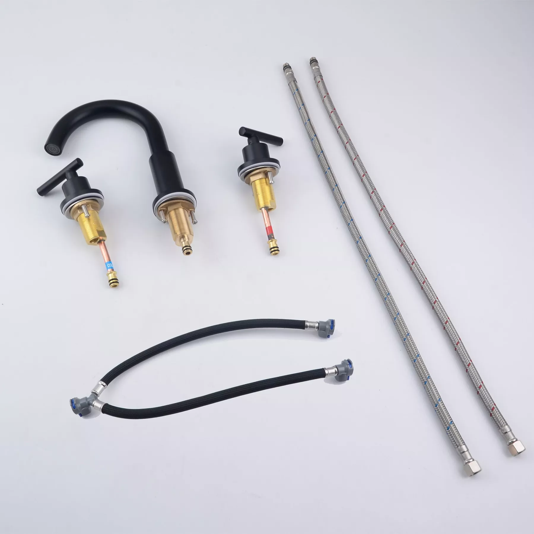 Boyel Living Widespread 2-Handle Bathroom Sink Faucet with Valve and Drain Assembly in Brushed Gold 8 In.-Boyel Living