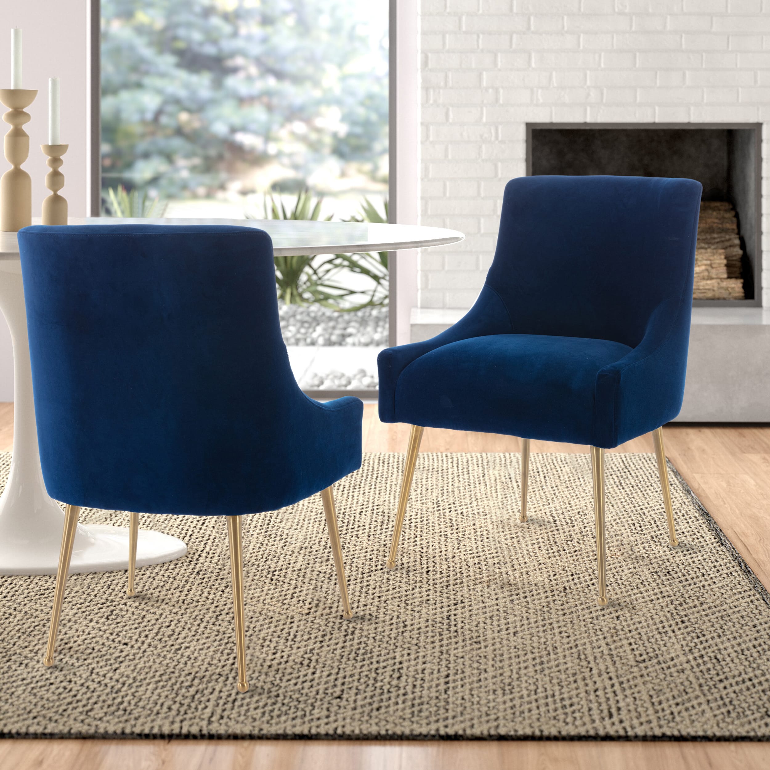 Velvet Dining Chair, Accent Side Chair With Adjustable Foot Nails, Set of 2-Boyel Living