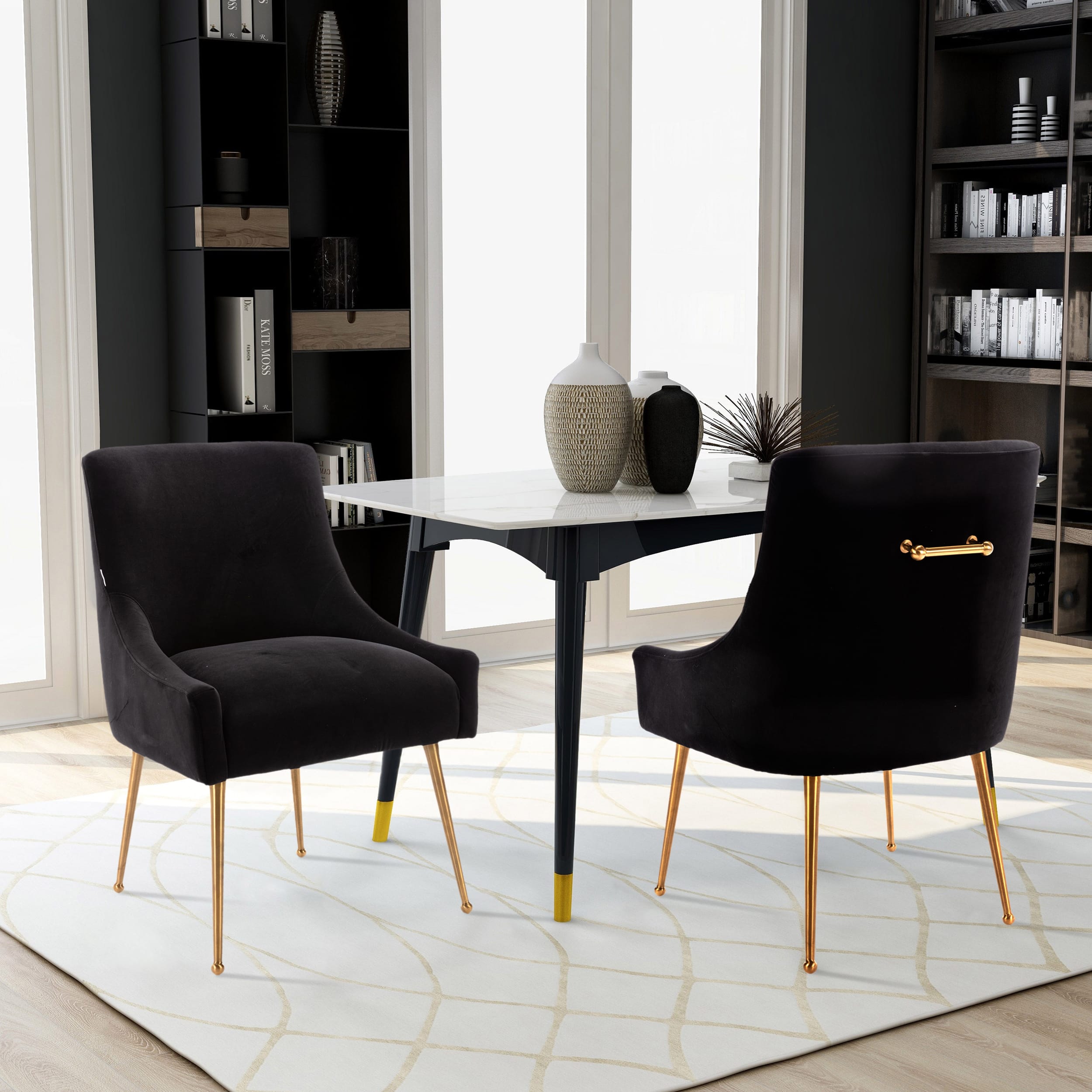 Velvet Dining Chair, Accent Side Chair With Adjustable Foot Nails, Set of 2-Boyel Living