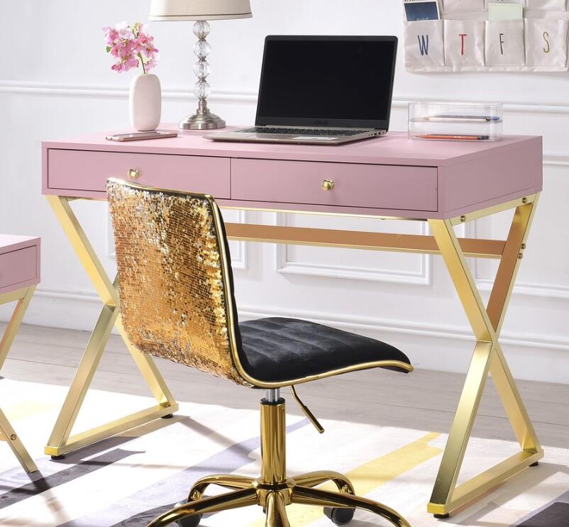 ACME Coleen Desk, Pink & Gold-Boyel Living