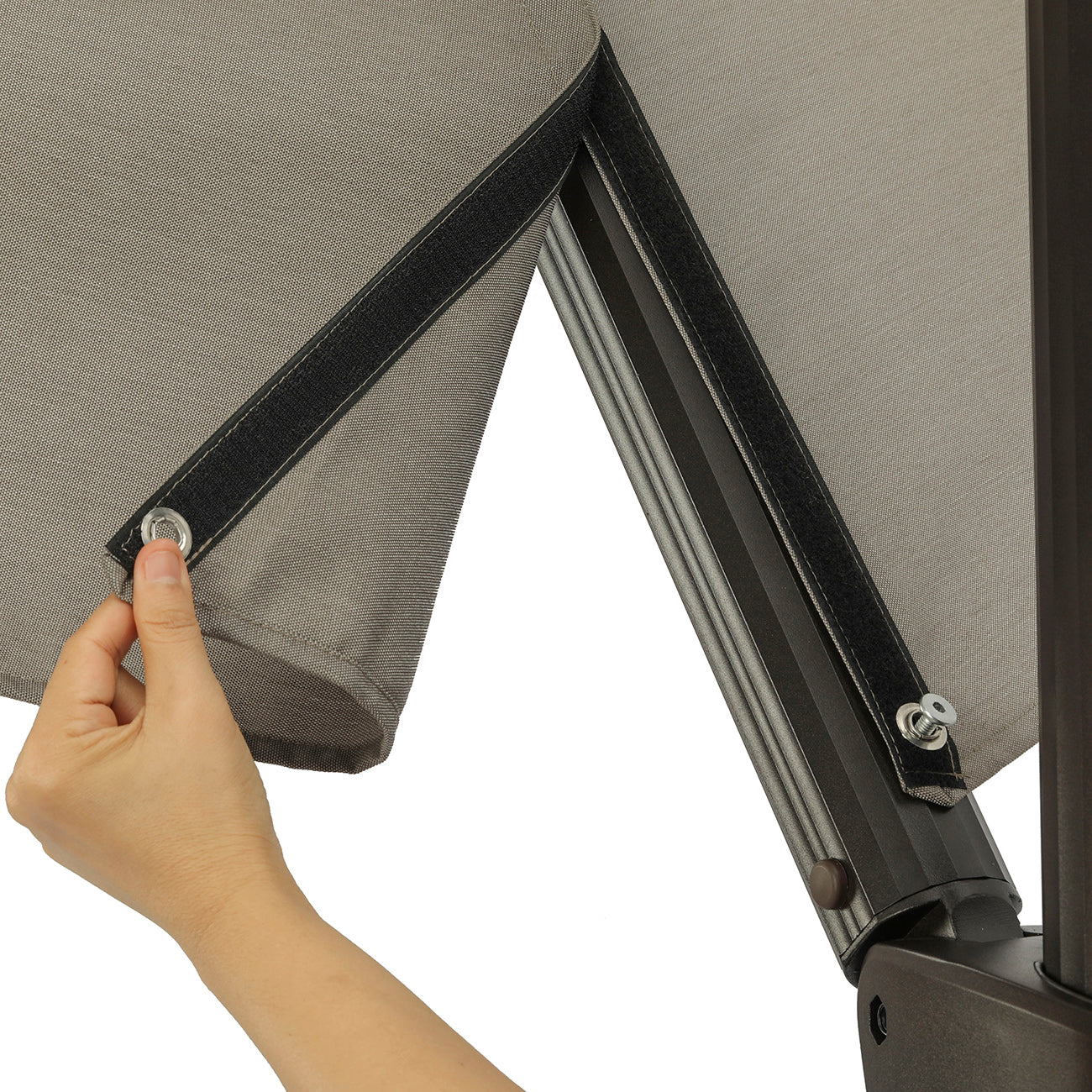 11Ft Solar Tube Light-Emitting Diode Patio Round Umbrella Outdoor Market Hanging Aluminum Umbrella with Crank and Base-Boyel Living