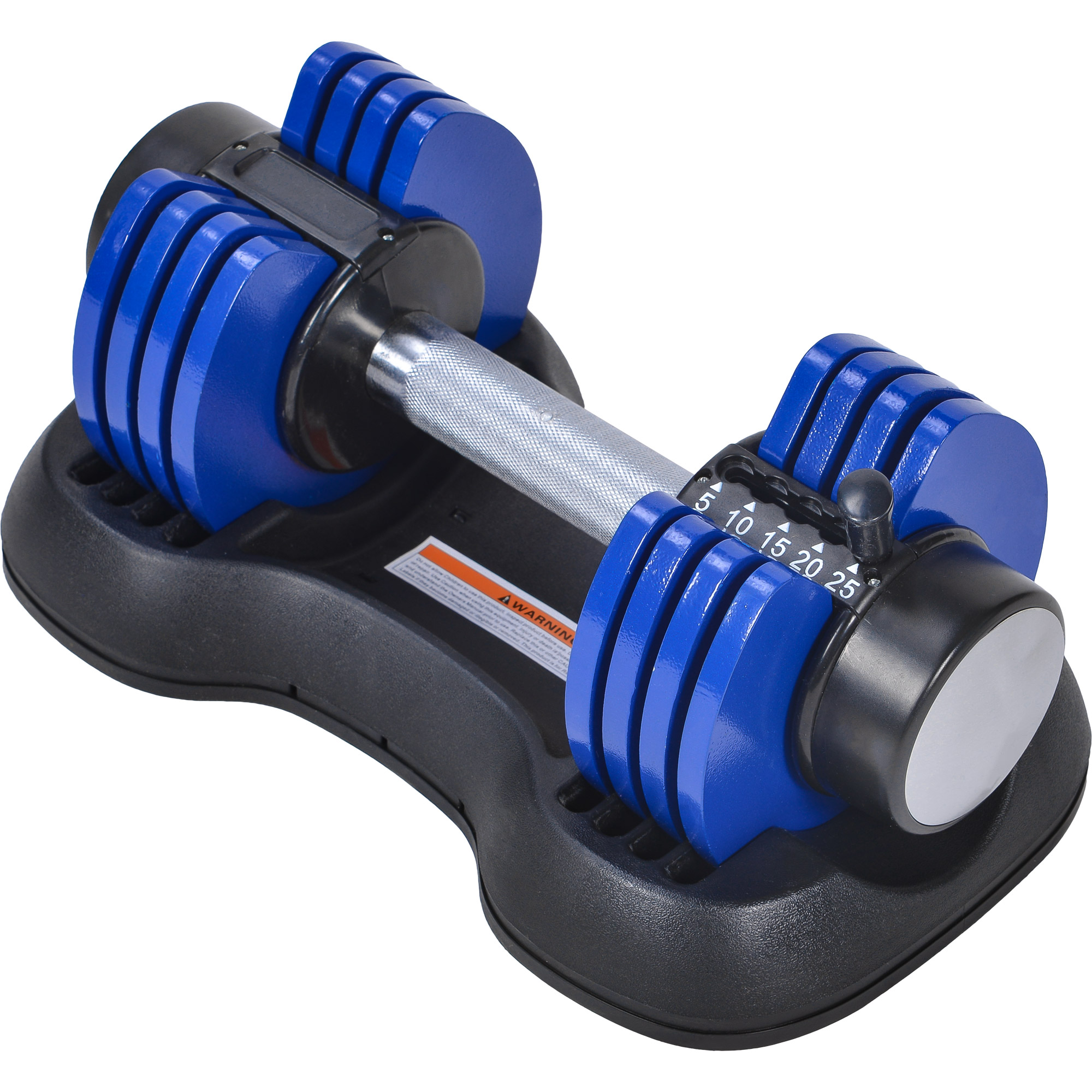 Adjustable Dumbbell 25 lbs with Fast Automatic Adjustable and Weight Plate for Body Workout Home Gym, blue, Note: Single-Boyel Living