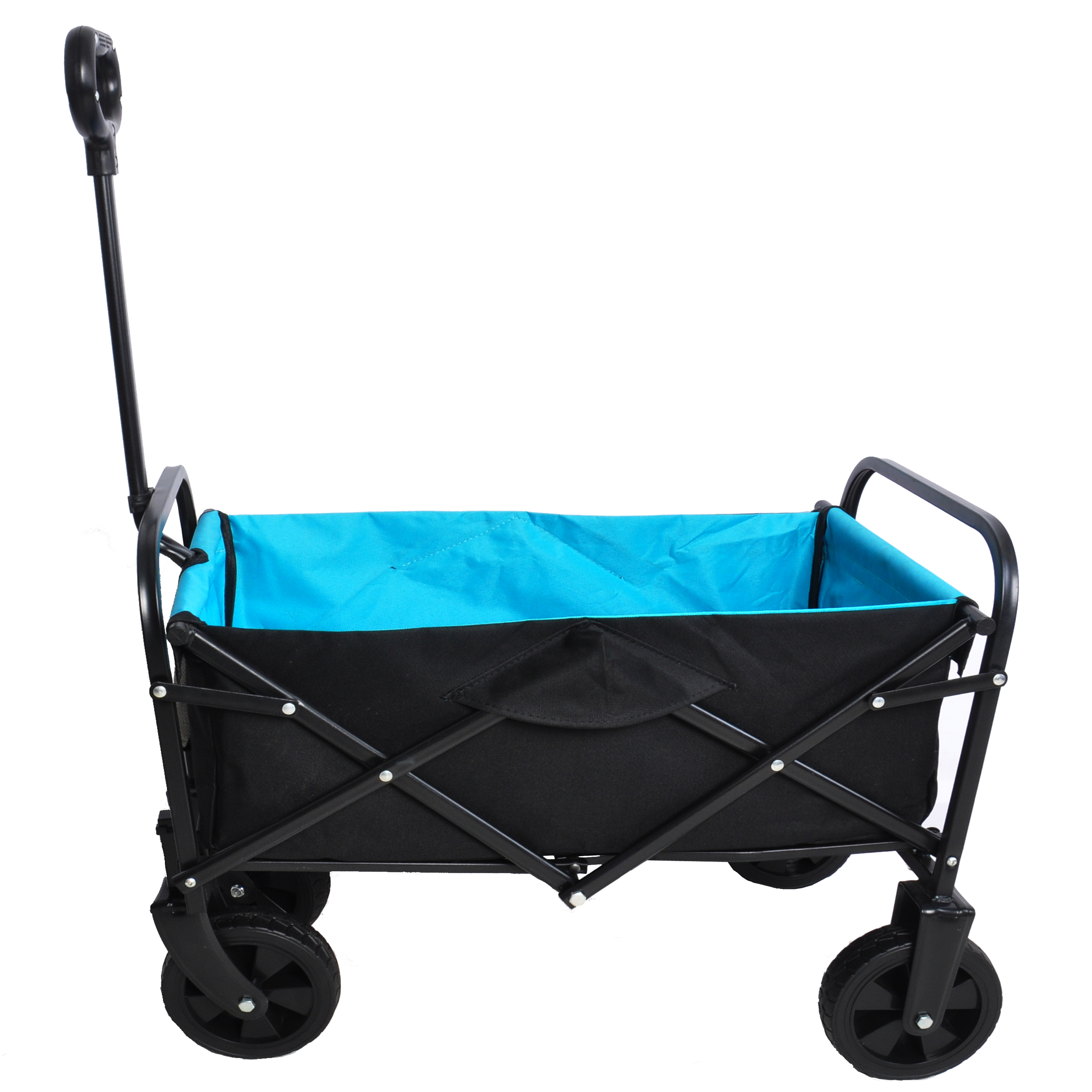 Folding Wagon Garden Shopping Beach Cart (black+blue)-Boyel Living