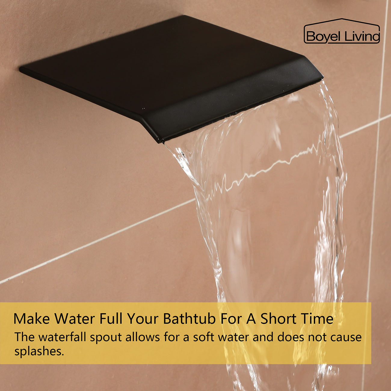 Boyel Living Complete Shower System with Large Waterfall Tub Faucet-Boyel Living