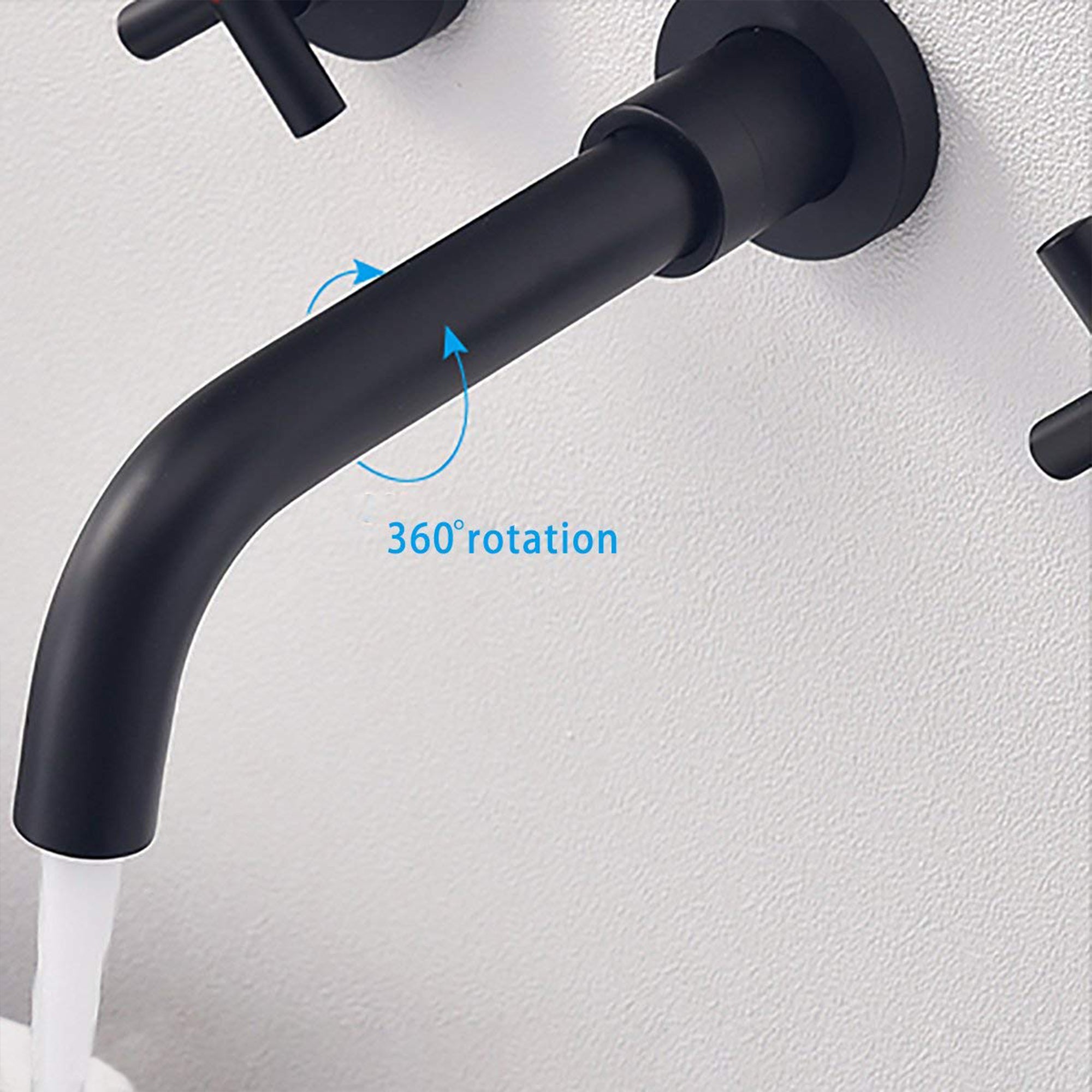 Boyel Living Double Handle Wall Mounted Bathroom Kitchen Faucet Basin Mixer Taps in Matte Black with Rough-in Valve-Boyel Living