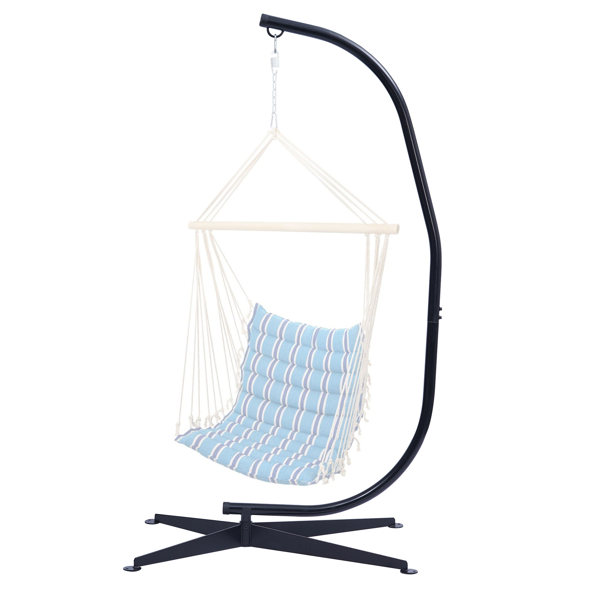 Hammock Chair Stand Only - Metal C-Stand for Hanging Hammock Chair,Porch Swing - Indoor or Outdoor Use - Durable 300 Pound Capacity,Black-Boyel Living