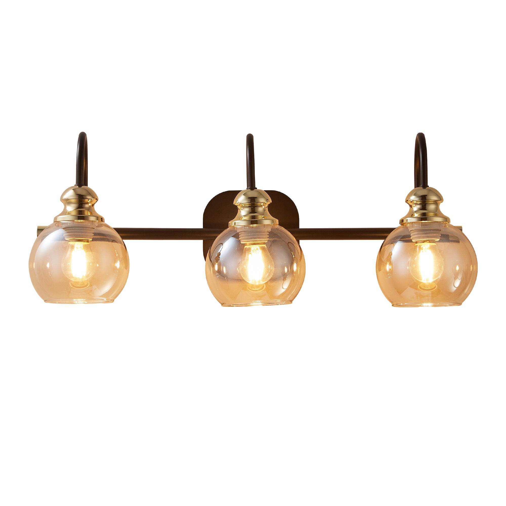 Vanity Lamp Matte Black& Brushed Gold Glass Lampshade（Without bulb）-Boyel Living