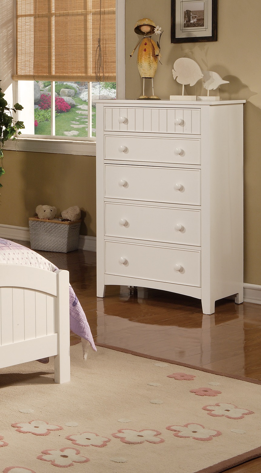 Contemporary White 1pc Chest of Drawers Plywood Pine Veneer Bedroom Furniture-Boyel Living