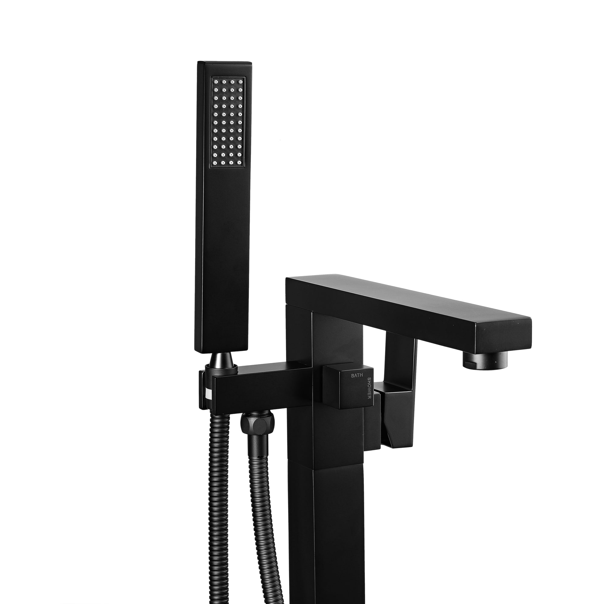 2-Handle Claw Foot Freestanding Tub Faucet with Handheld Shower in Matte Black-Boyel Living