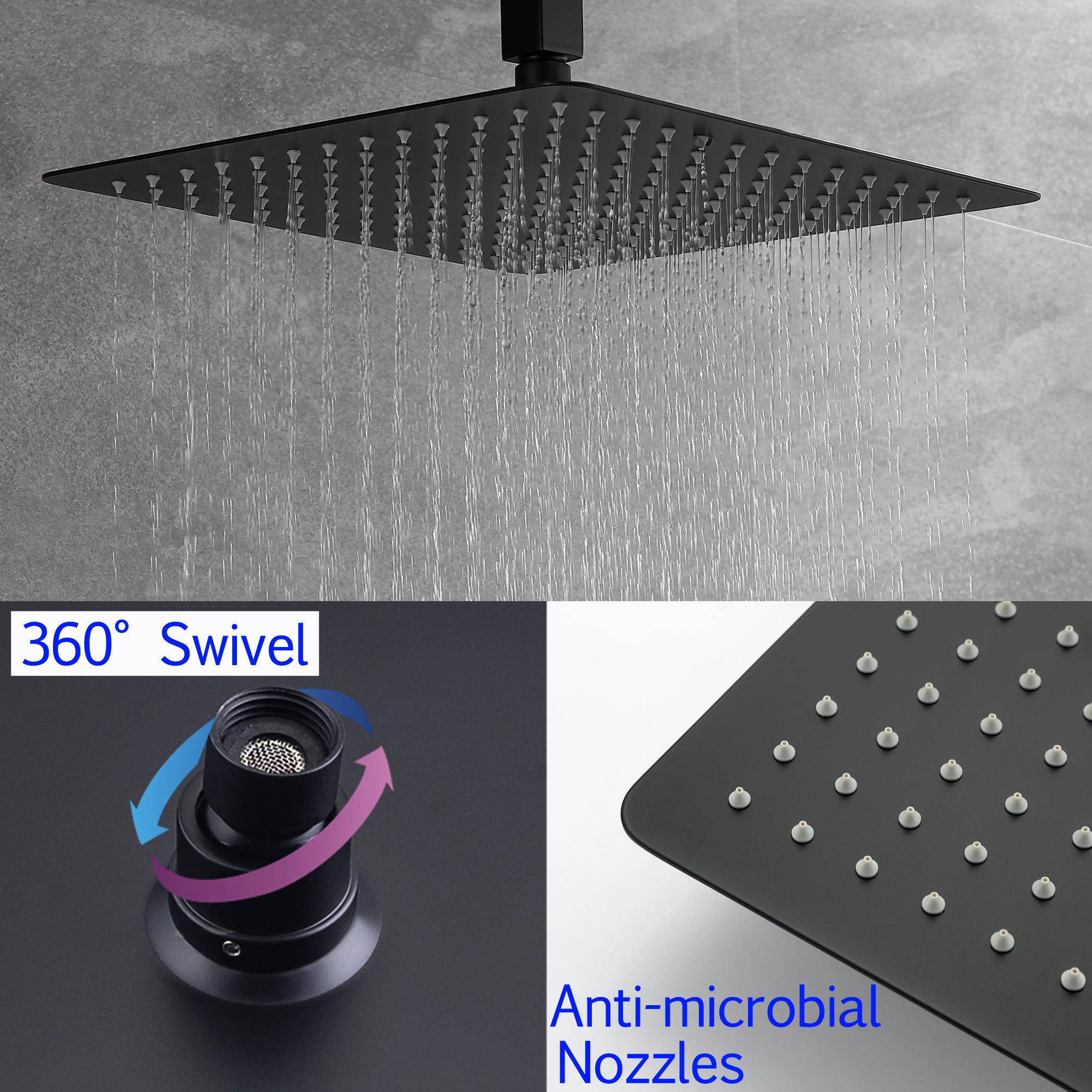 Boyel Living Shower Rain Head System with Easy Clean Nozzles-Boyel Living