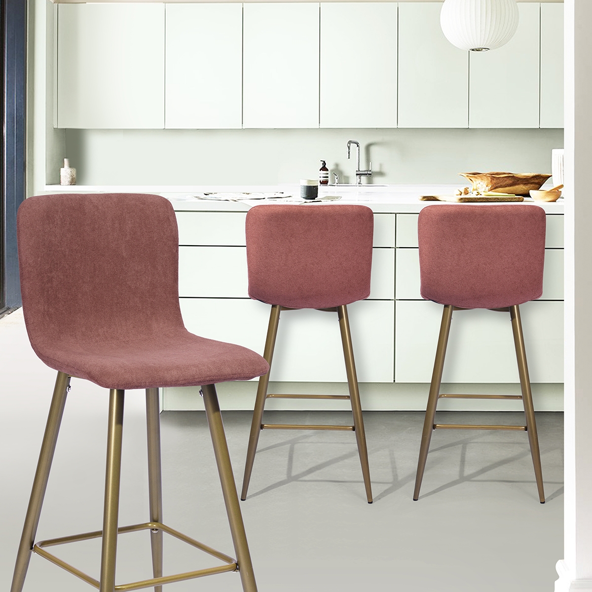 Coral counter outlet stools