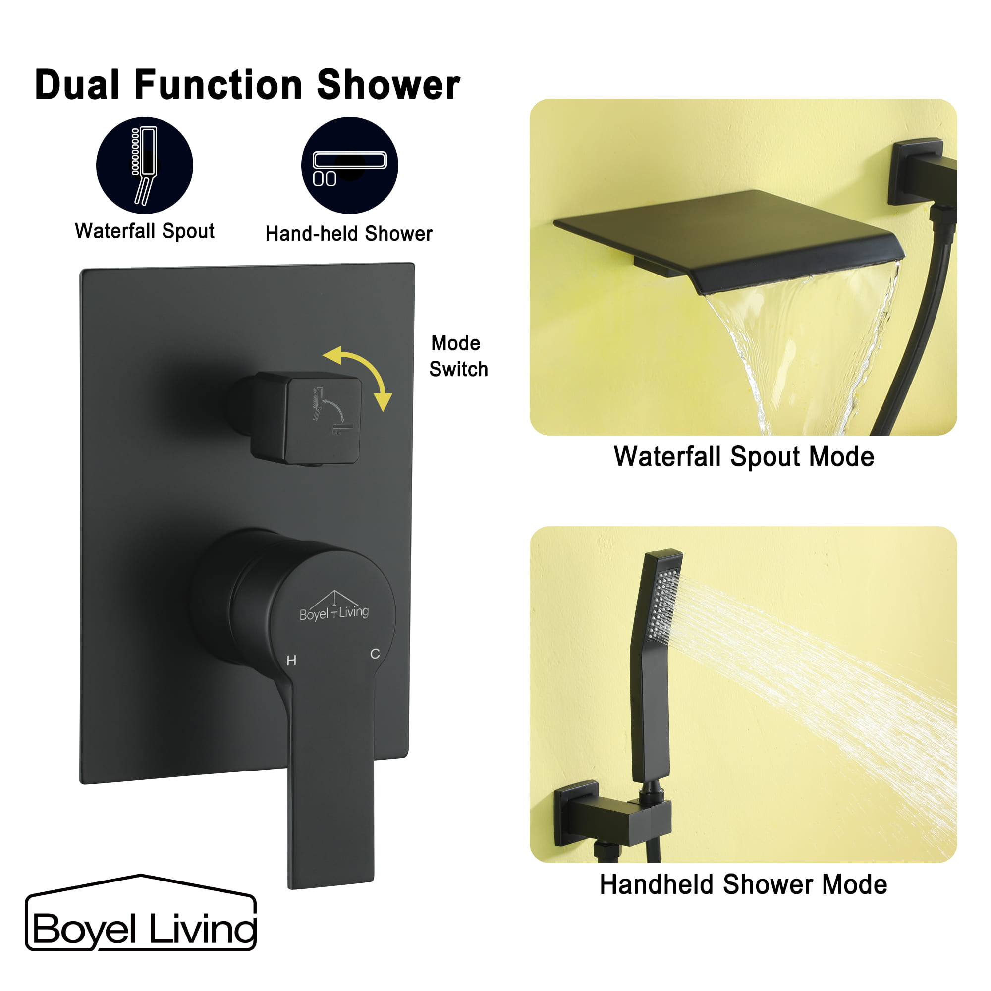 Wall Mount Single-Handle Roman Tub Faucet with Hand Shower-Boyel Living