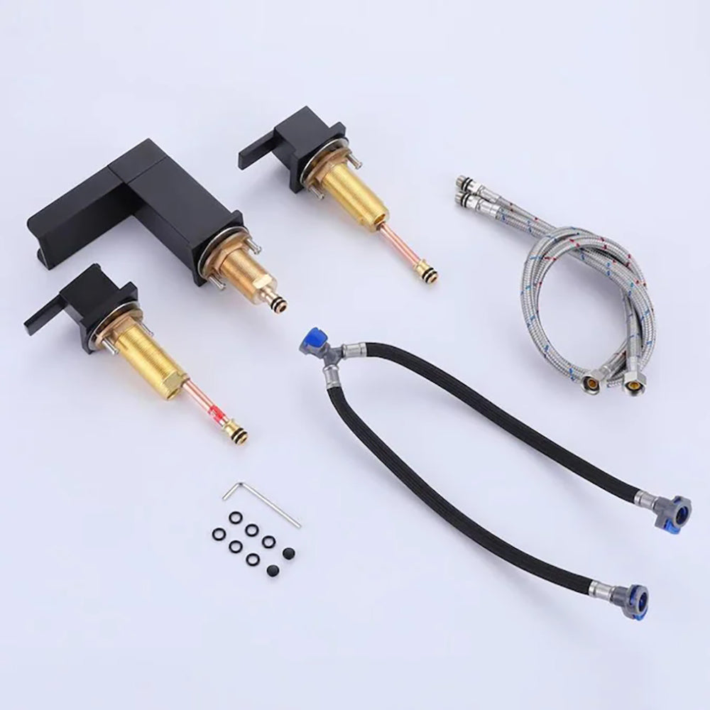 2-Handle Waterfall Bath Vanity Faucets, Waterfall Bathroom Sink Faucet 3 Hole-Boyel Living