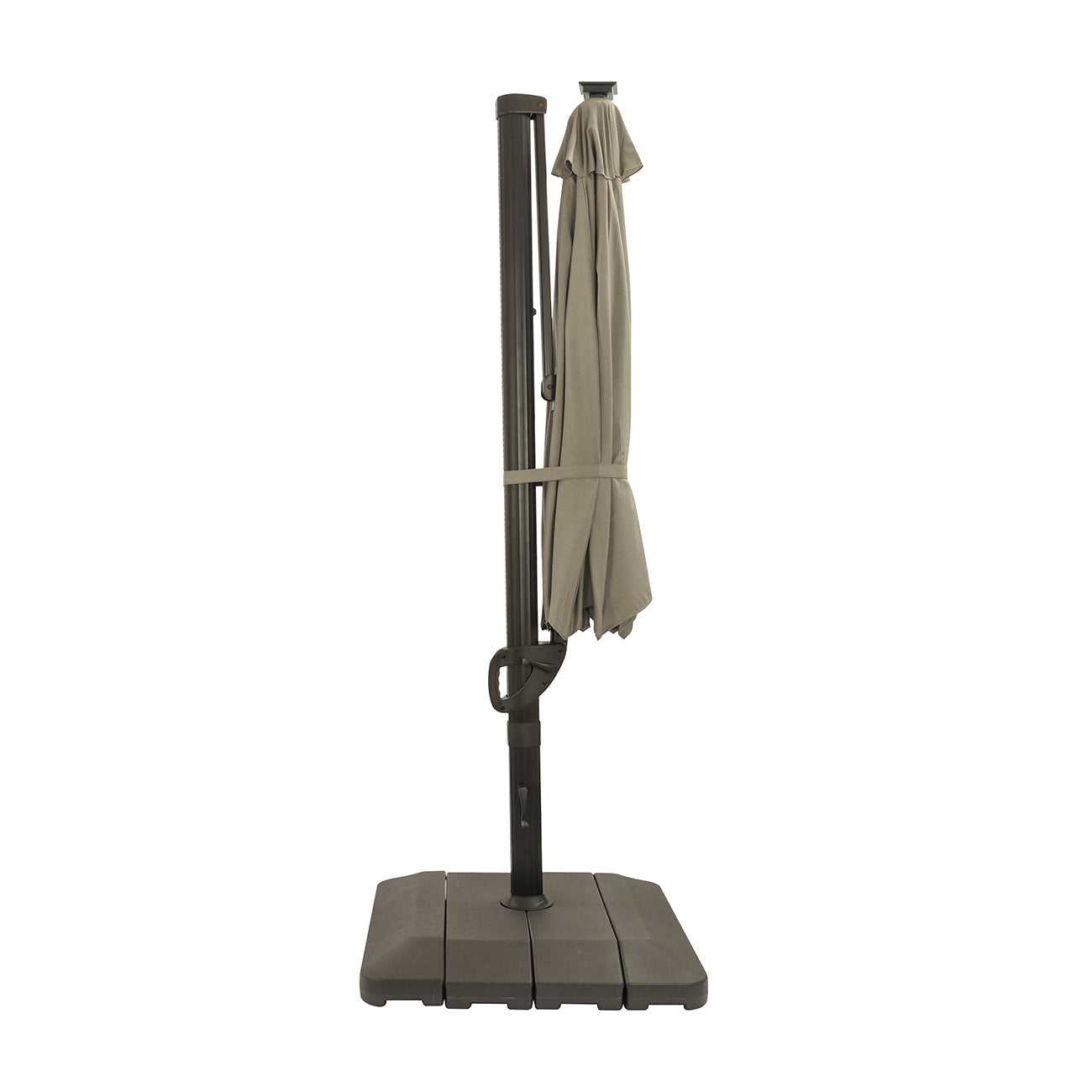 11Ft Solar Tube Light-Emitting Diode Patio Round Umbrella Outdoor Market Hanging Aluminum Umbrella with Crank and Base-Boyel Living