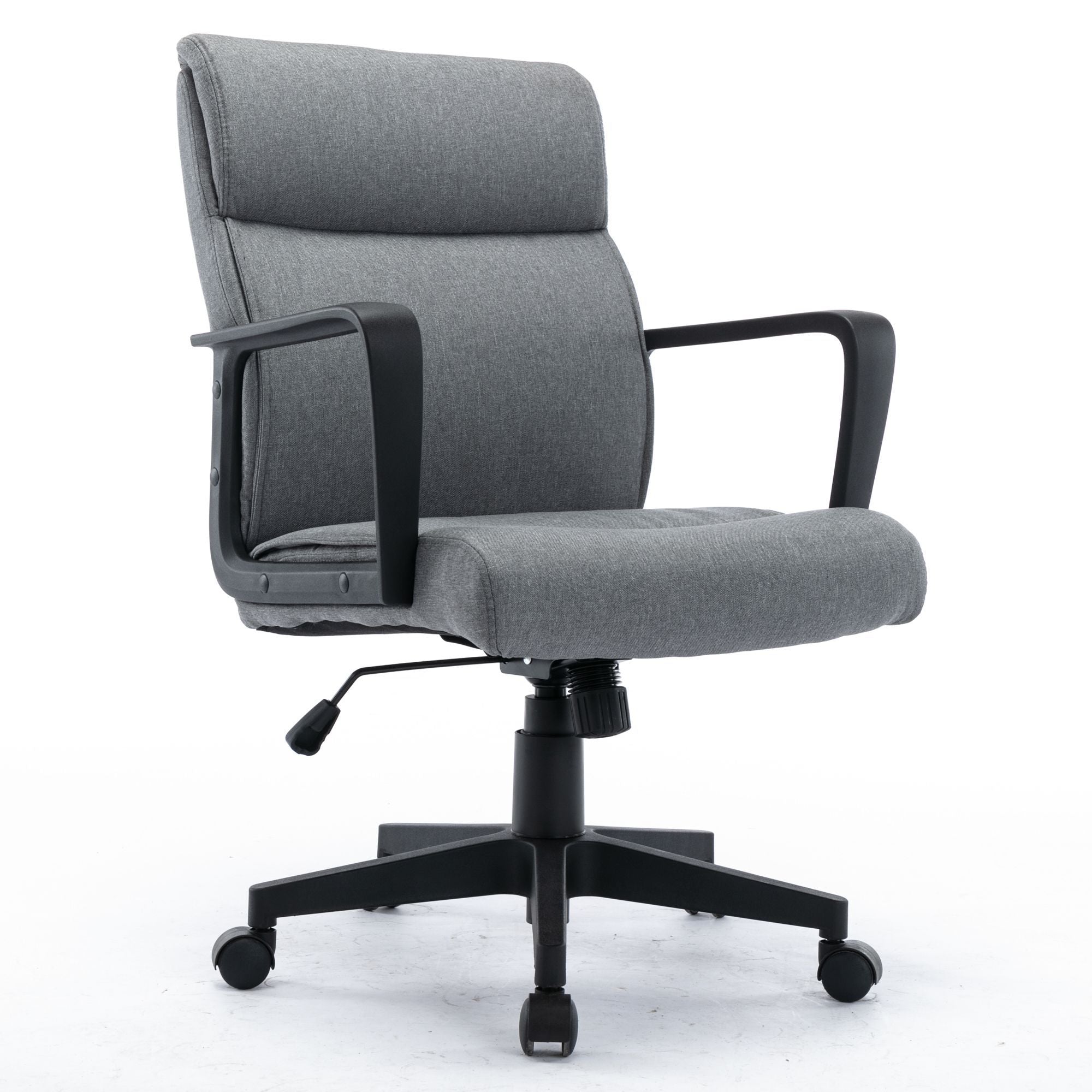 Office Chair Spring Cushion Mid Back Executive Desk Fabric Chair with PP Arms 360 Swivel Task Chair-Boyel Living