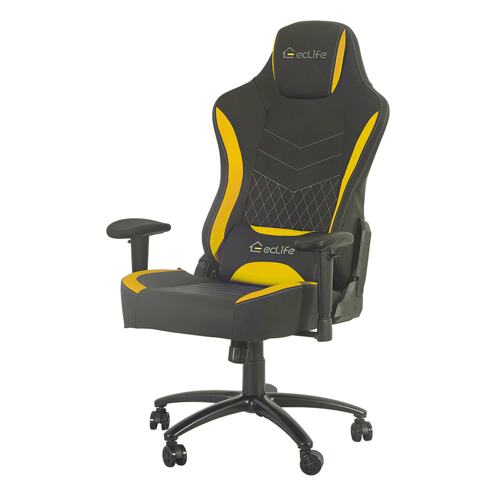 Massage Gaming Chair with Comfort High Density Shaping Foam-Yellow-Boyel Living