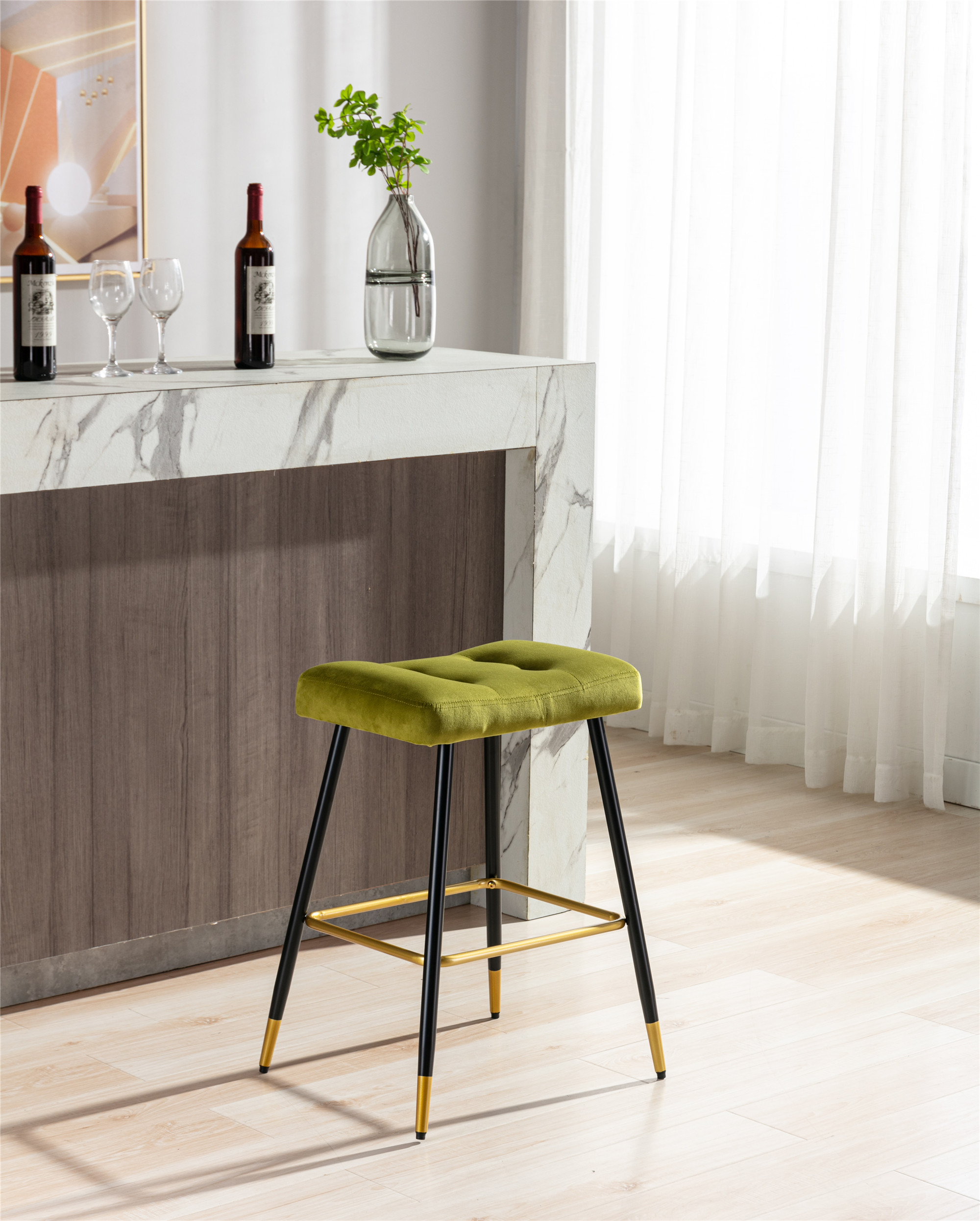 COOLMORE&nbsp;Vintage Bar Stools  Footrest Counter Height Dining Chairs-Boyel Living