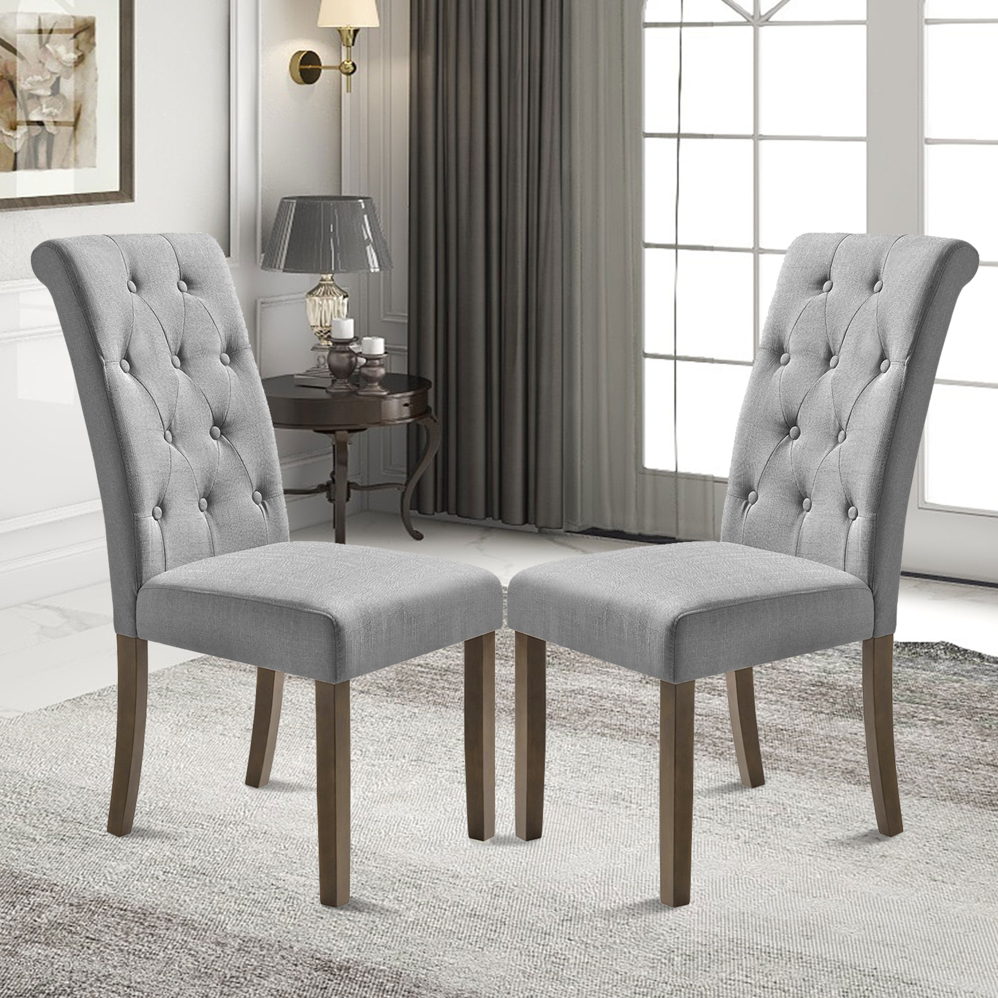 Orisfur. Aristocratic Style Dining Chair Noble and Elegant Solid Wood Tufted Dining Chair Dining Room Set (Set of 2)-Boyel Living
