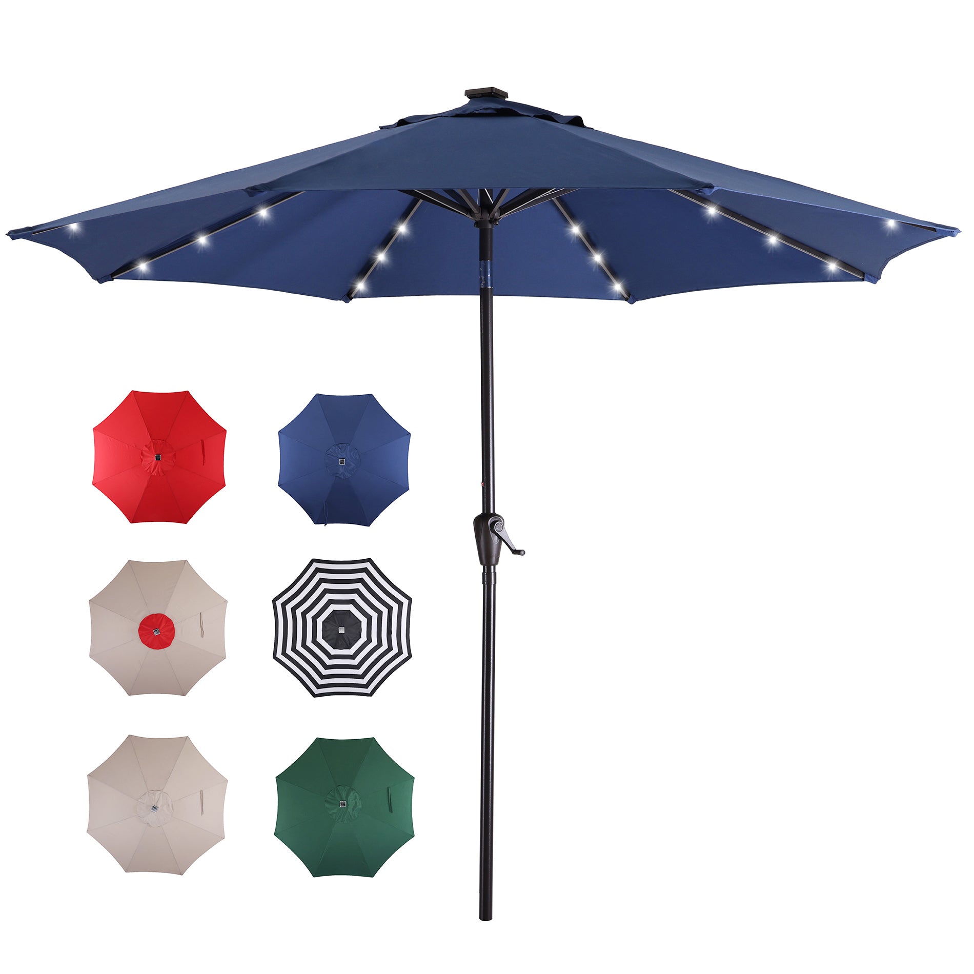 9Ft Patio Cast Aluminum Umbrella with 32 LED Solar Lights-Boyel Living