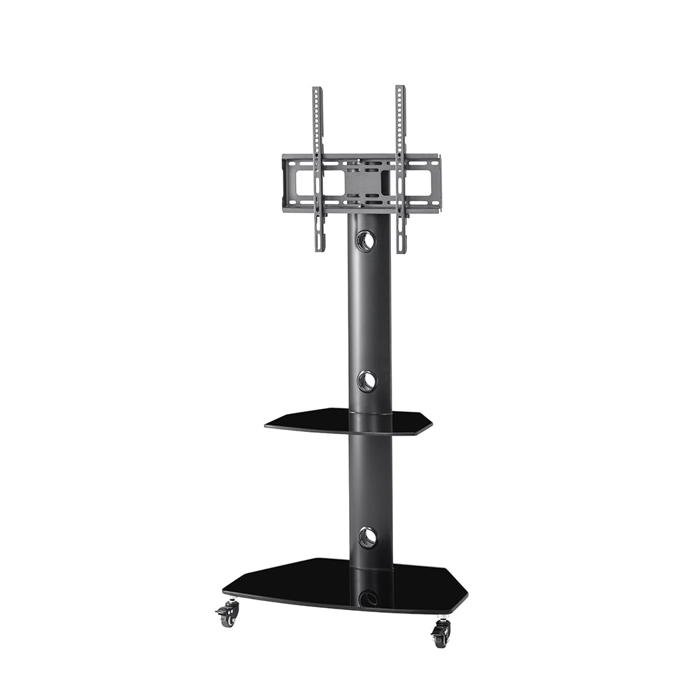Multi-Function Tempered Glass Metal Frame Floor With Lockable Wheels Mobile TV stand-Boyel Living