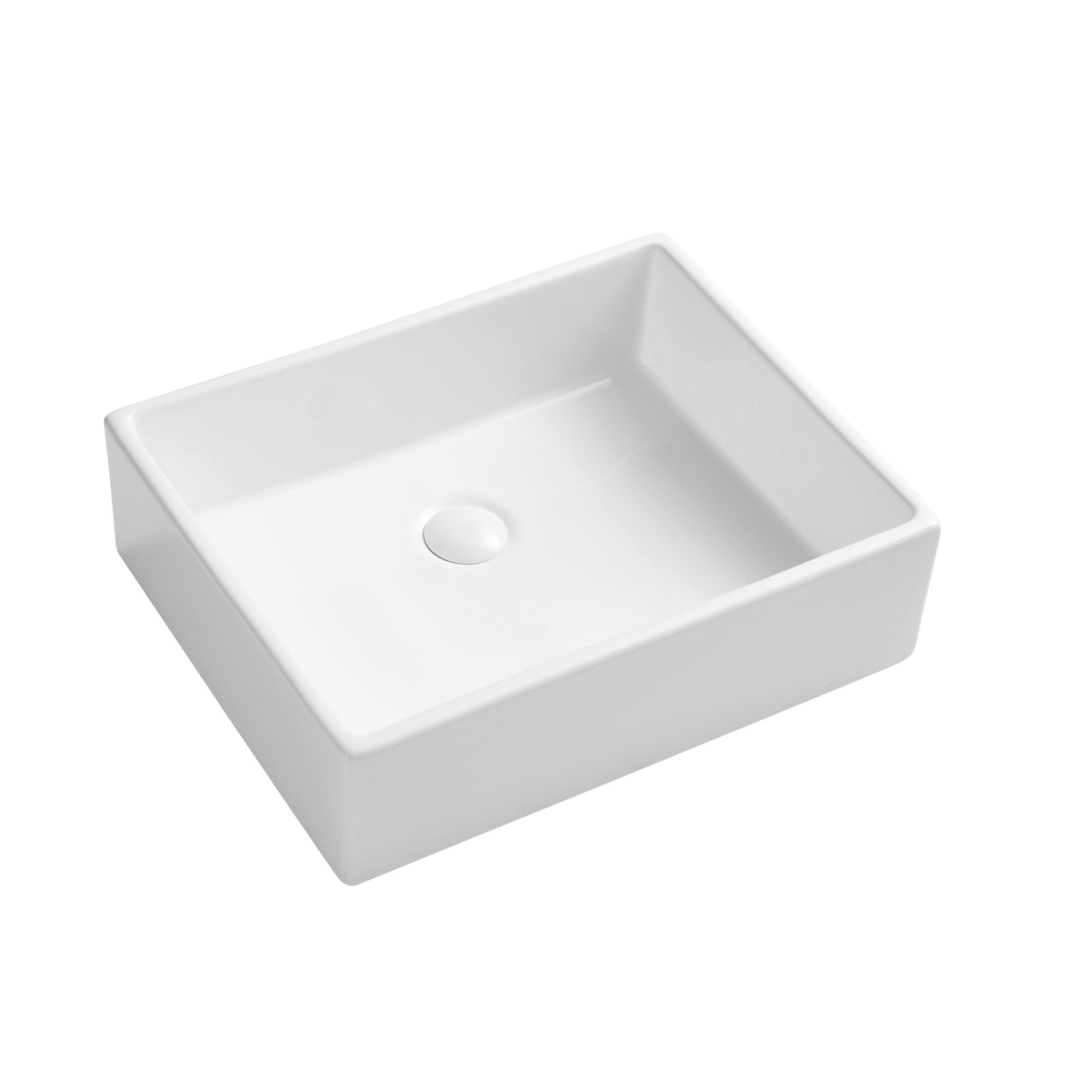 Ceramic Rectangular Above Counter White Bathroom Sink Art Basin-Boyel Living