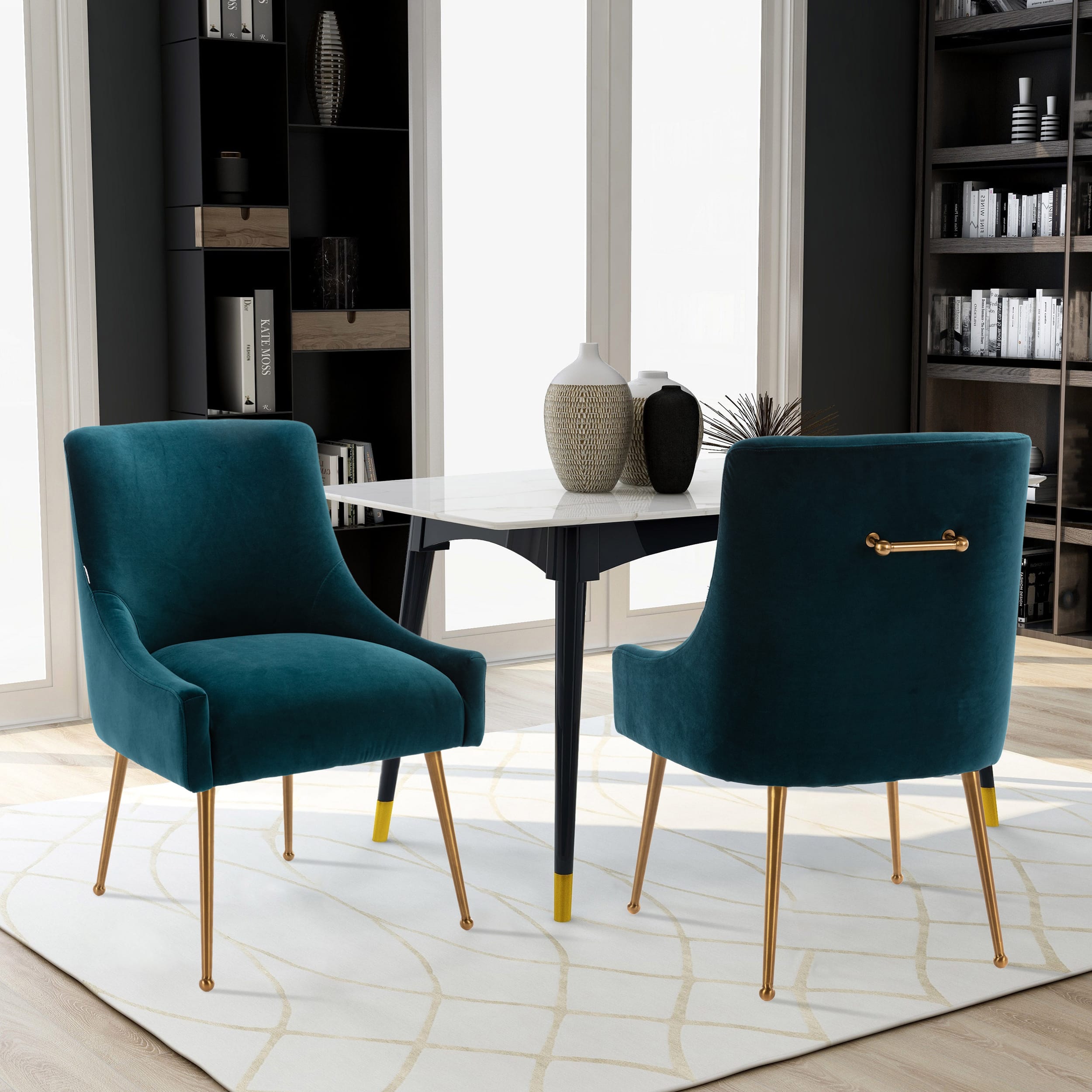 Velvet Dining Chair, Accent Side Chair With Adjustable Foot Nails, Set of 2-Boyel Living