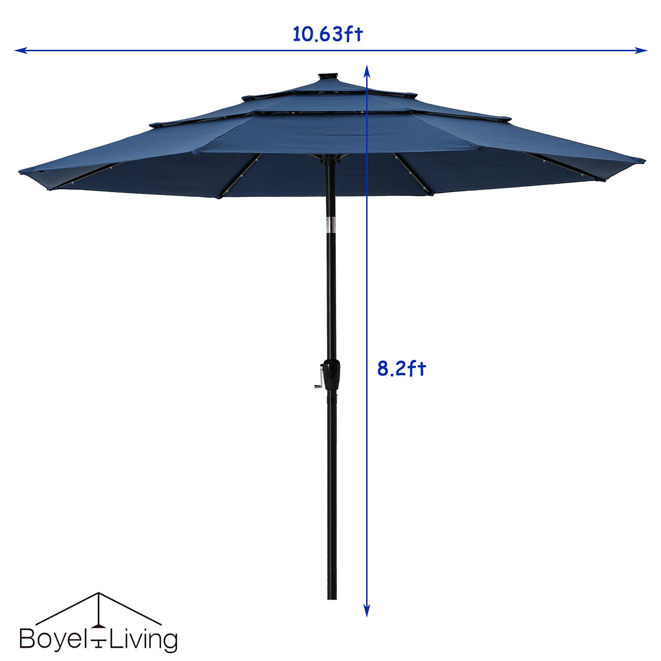 Boyel Living 11-Ft Market Patio Umbrella with LED(Navy)-Boyel Living