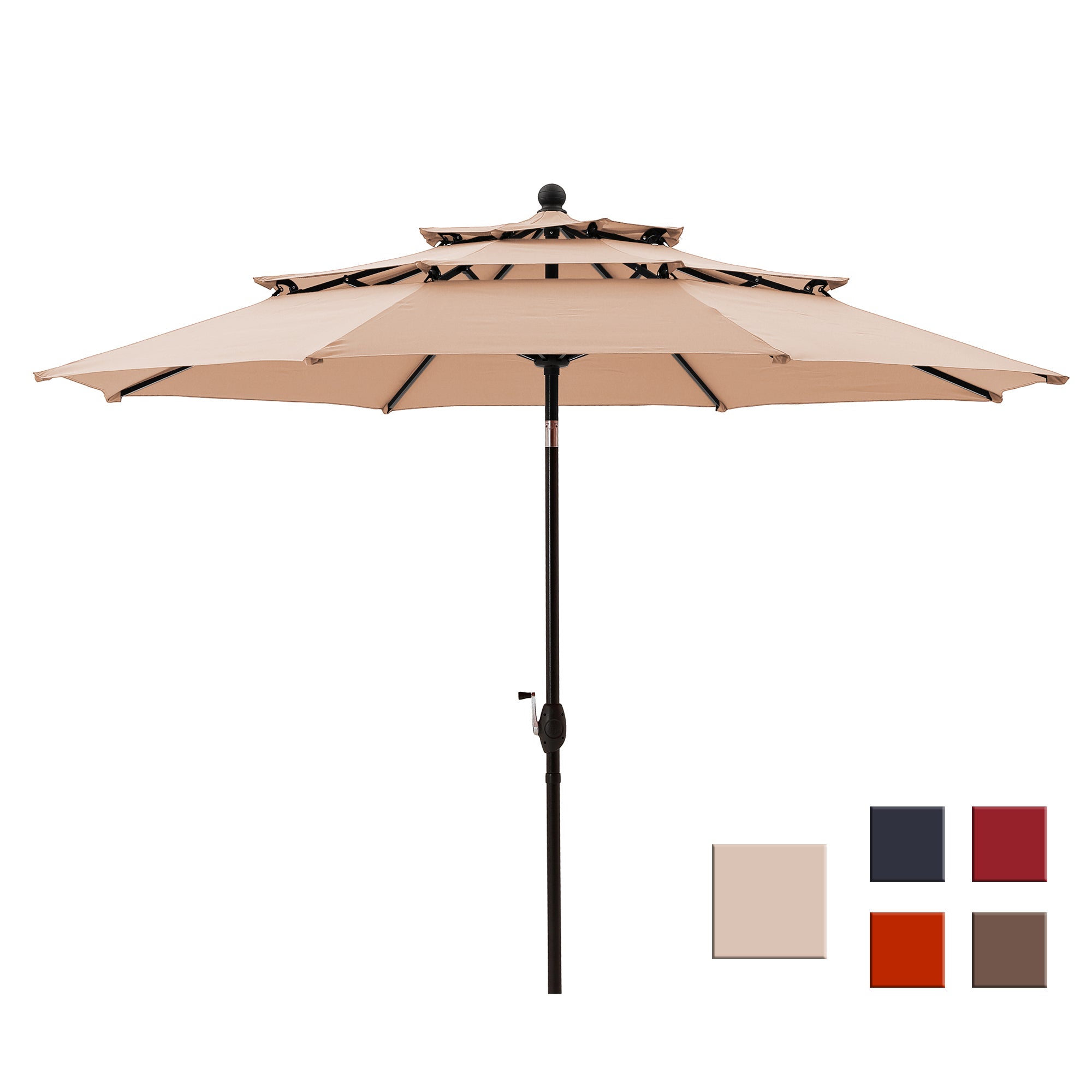 10-Ft Alu Triple Top Auto-Tilt Market  Patio Umbrella(Beige)-Boyel Living