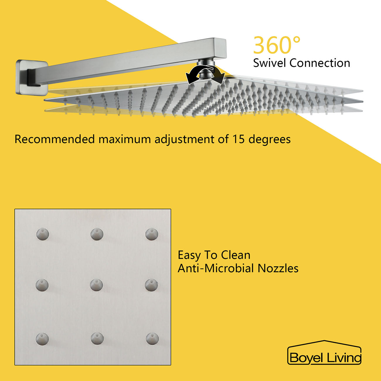 Boyel Living Wall Mounted Shower System with 12 in. Rainfall Shower Head, Handheld Shower and Tub Faucet-Boyel Living