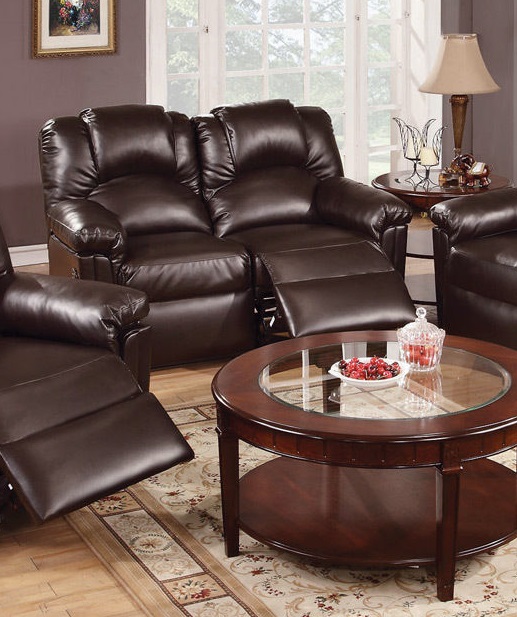 Motion Loveseat 1pc Couch Living Room Furniture Brown Bonded Leather-Boyel Living
