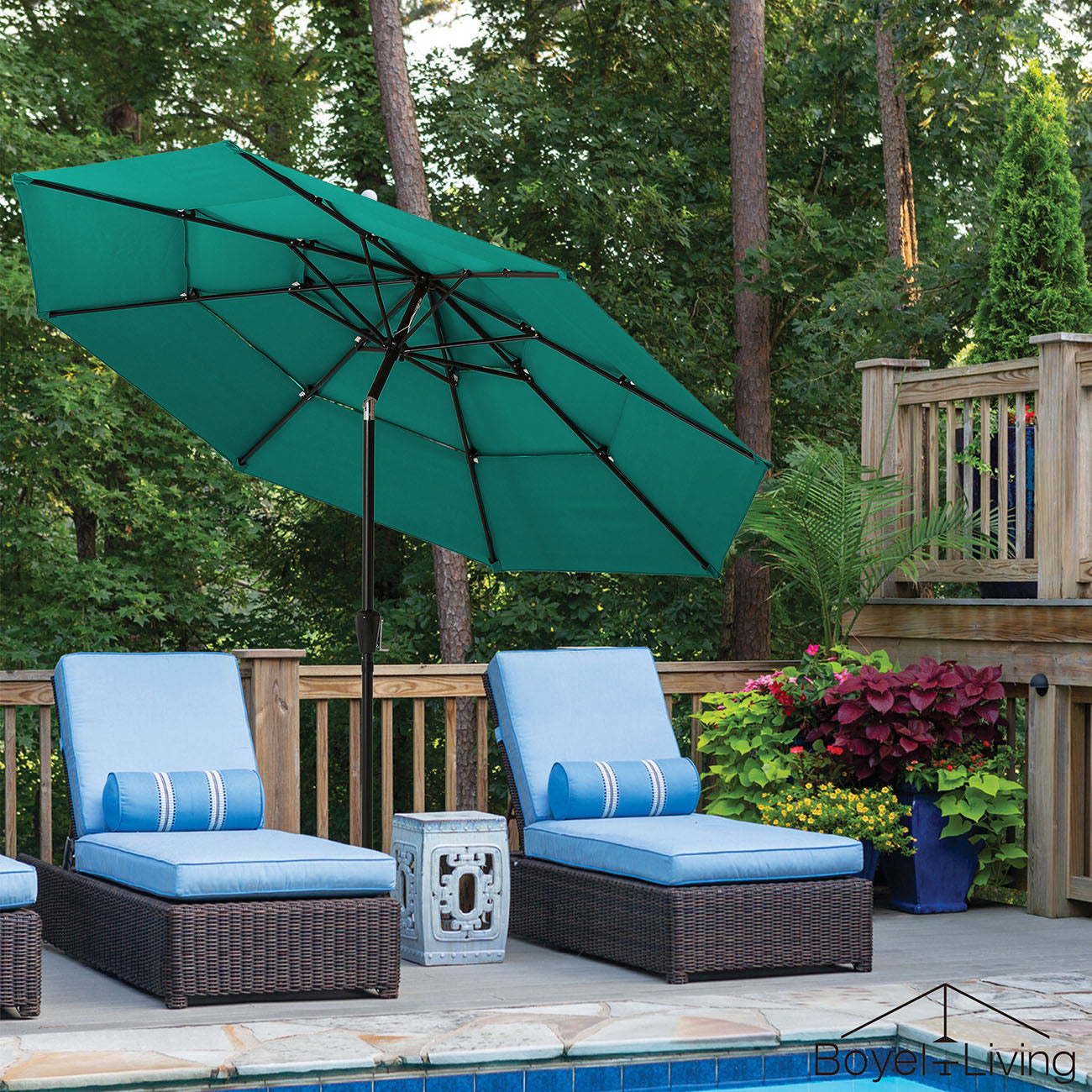 Boyel Living 10ft Patio Umbrella with Double Air Vent (Turquoise)-Boyel Living