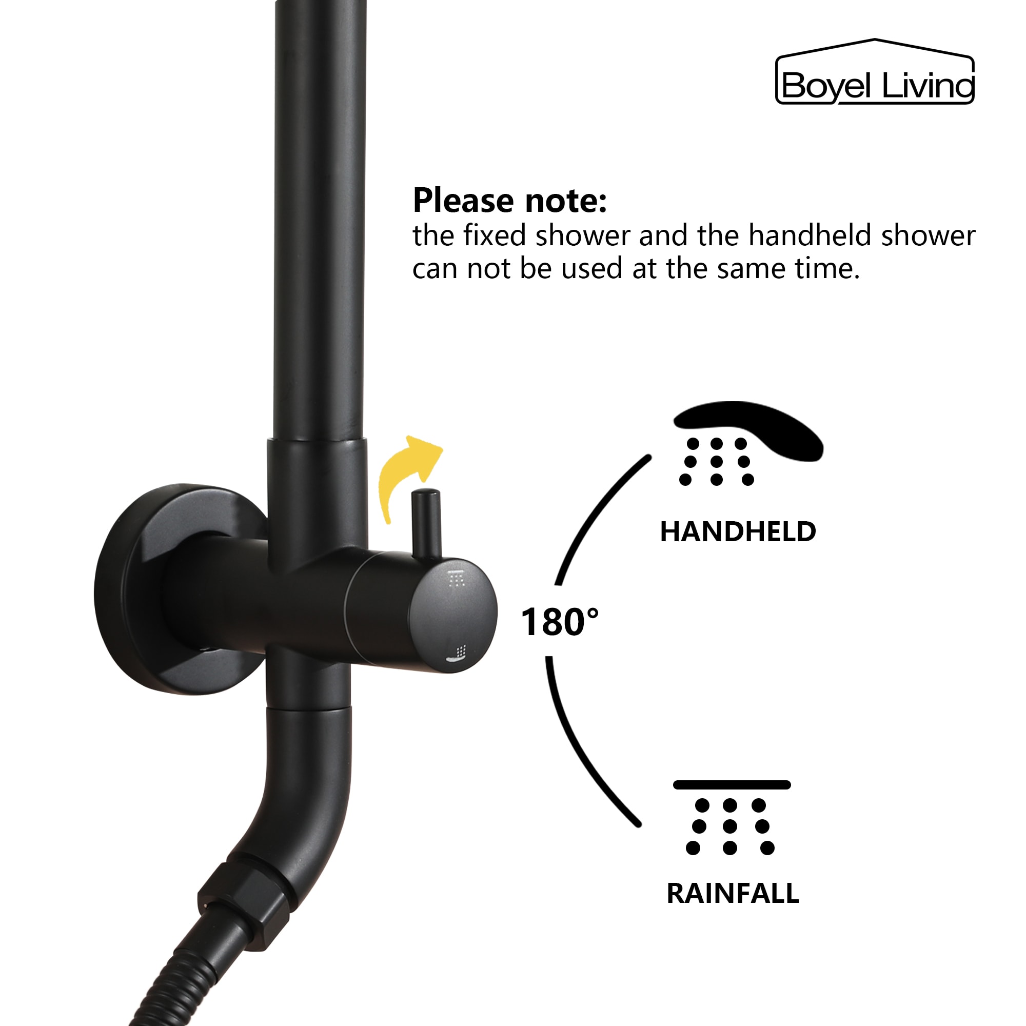 Boyel Living 3-Spray Patterns with 2.5 GPM 10 in. Wall Mount Dual Shower Heads in Matte Black-Boyel Living