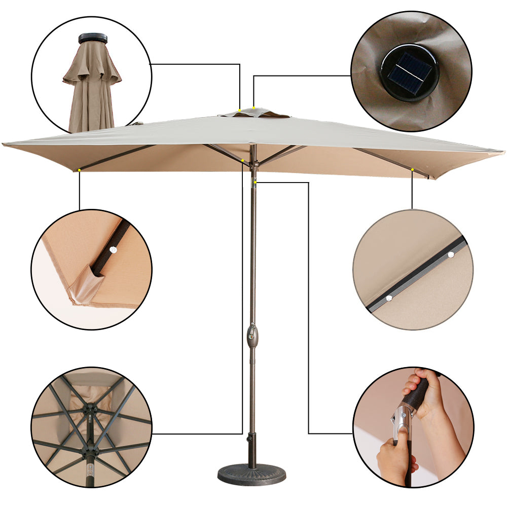 10' x 6'5 Rectangular Lighted Market Umbrella-Boyel Living