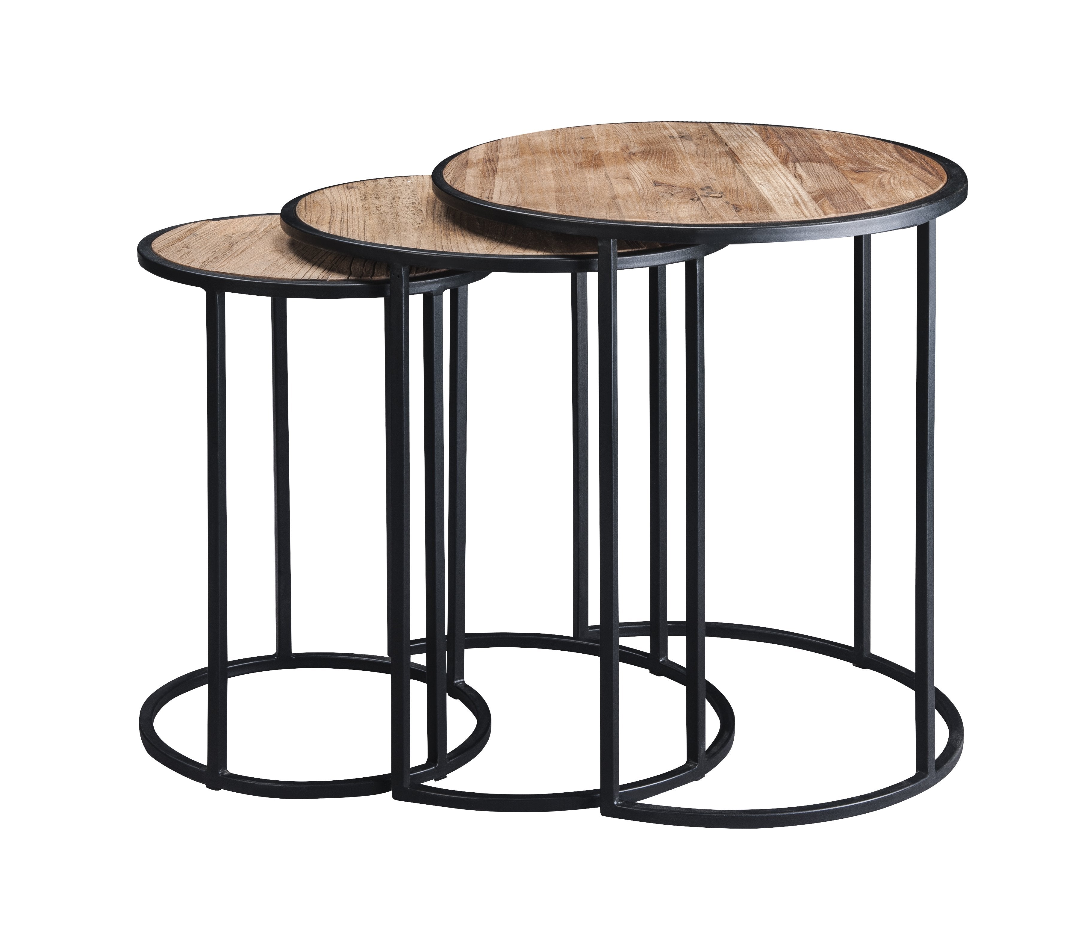 Rustic Metal Nesting Side End Tables, Set of 3-Boyel Living