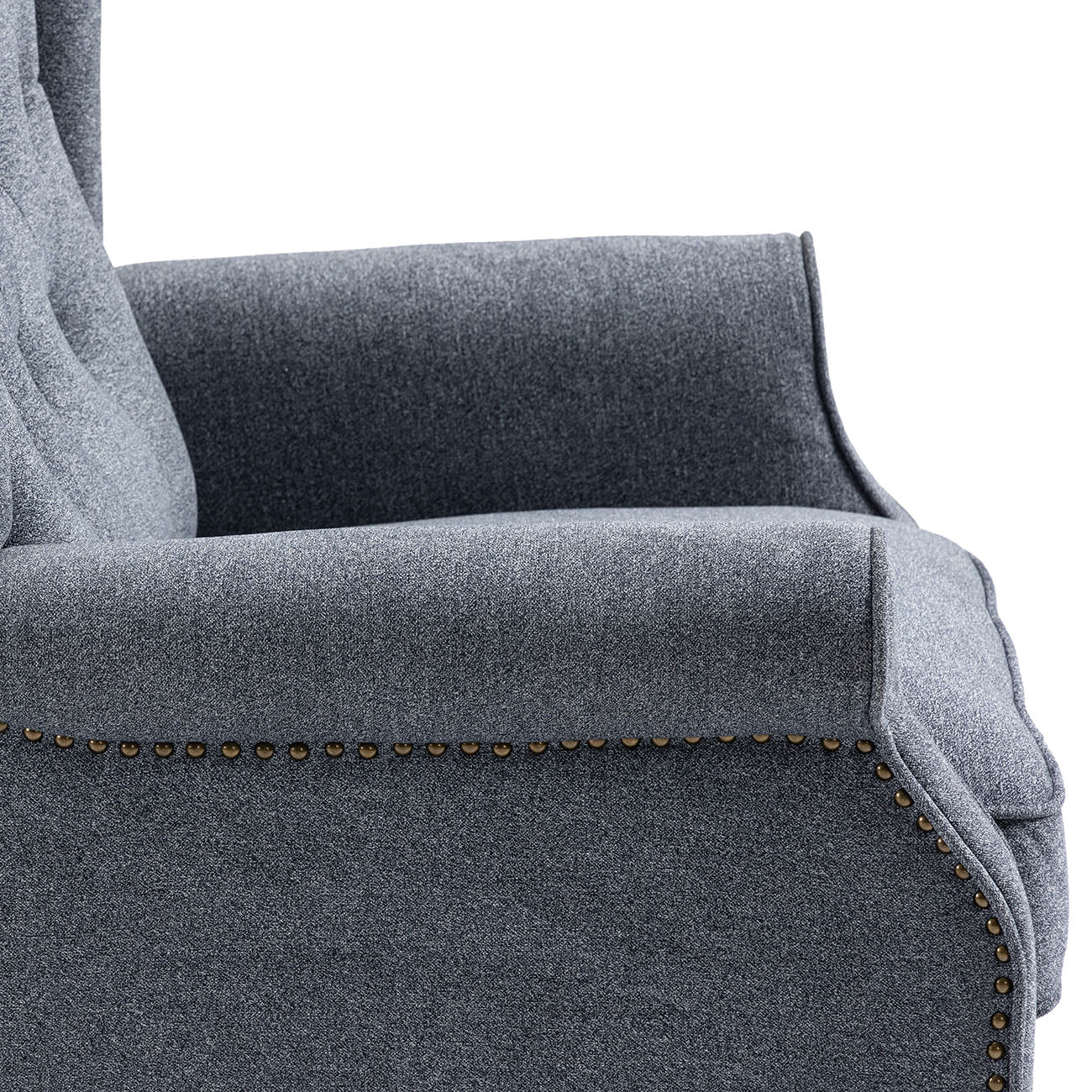 Boyel Living Push Back Reclining Chair Recliner with Wide Armrests and Rubber wooden legs, Blue/Gray-Boyel Living