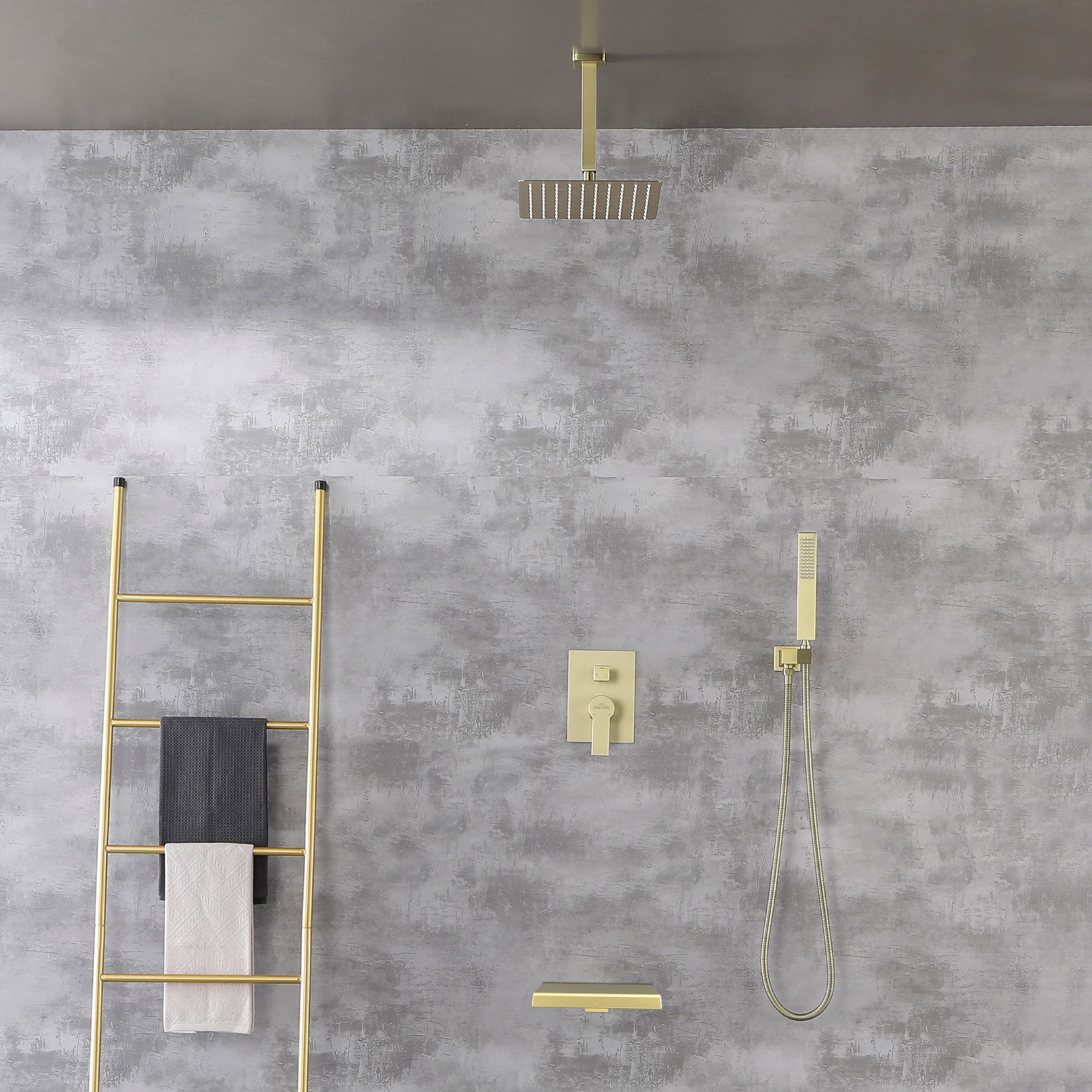 Boyel Living Ceiling Mount Single-Handle 1-Spray Tub and Shower Faucet with 10 in. Fixed shower head (Valve Included)-Boyel Living