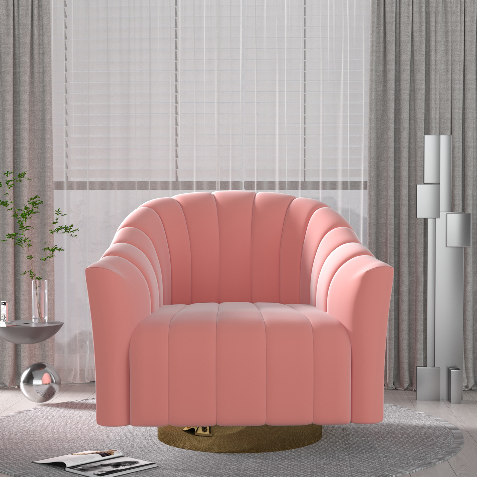 Accent Chair Armchair pink  Velvet-Boyel Living