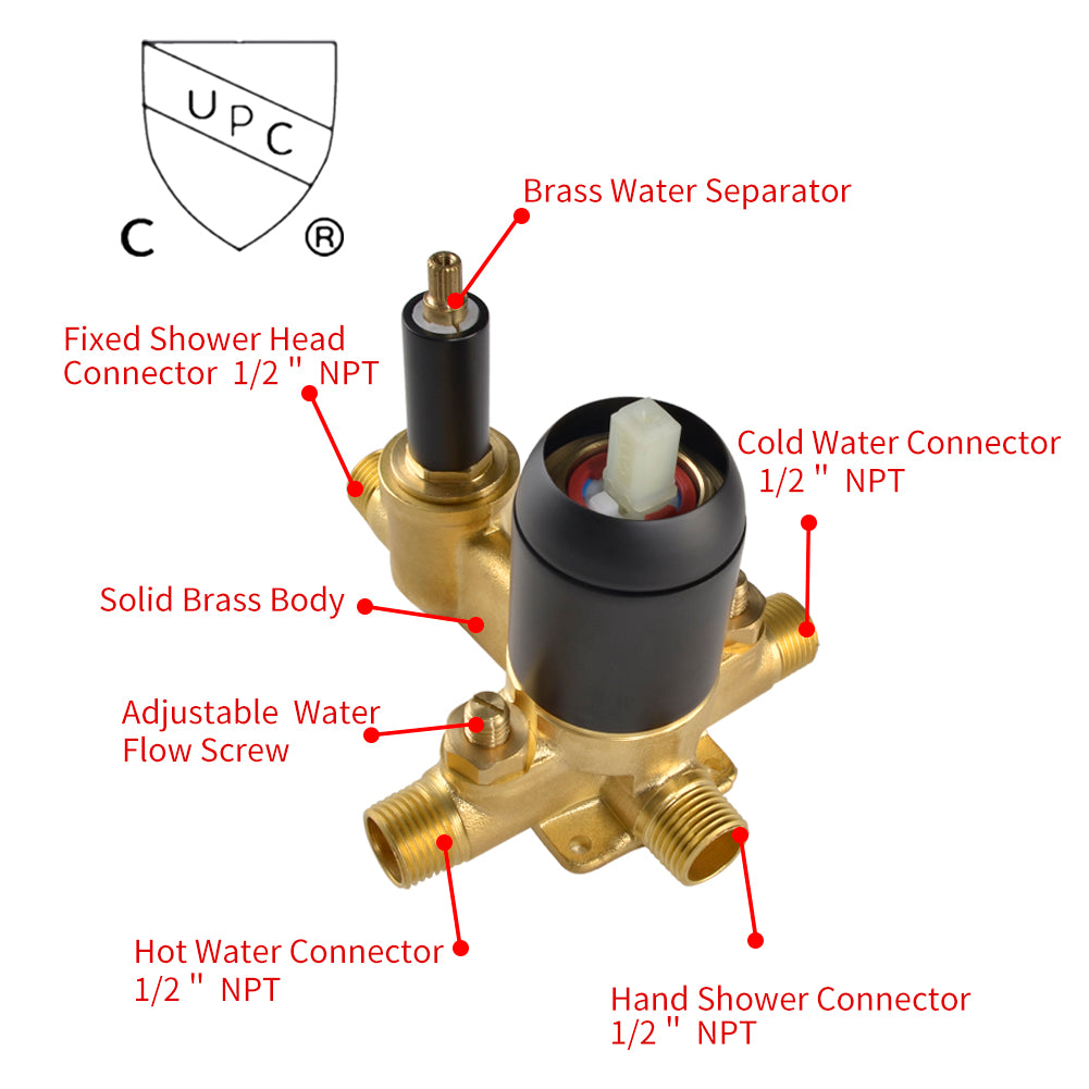 Boyel Living Rainfall Shower System with Round-In Valve Structures-Boyel Living