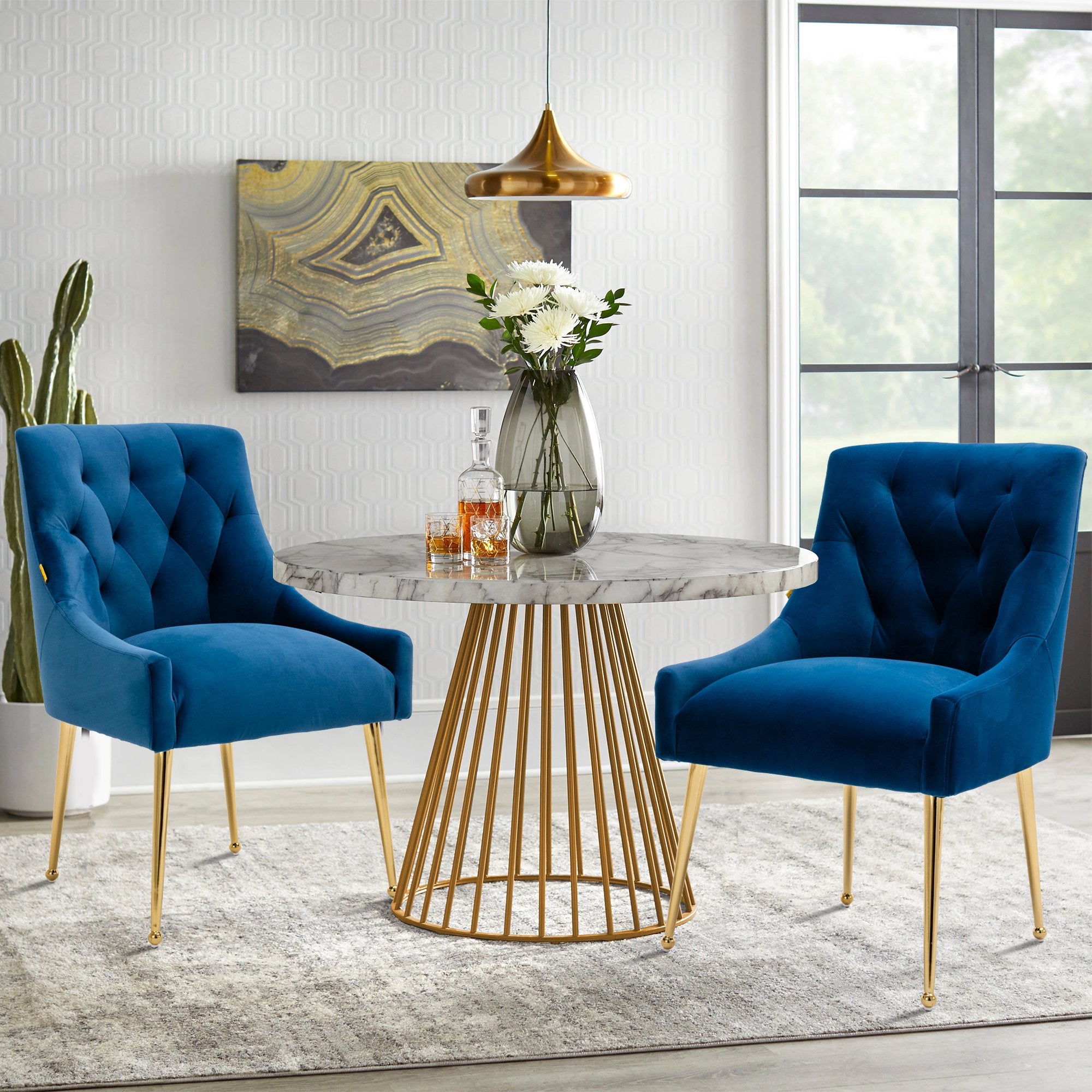 Boyel Living Tufted Velvet Upholstered Dining Chair, Velvet Side Chair, Accent Chair - Set of 2-Boyel Living