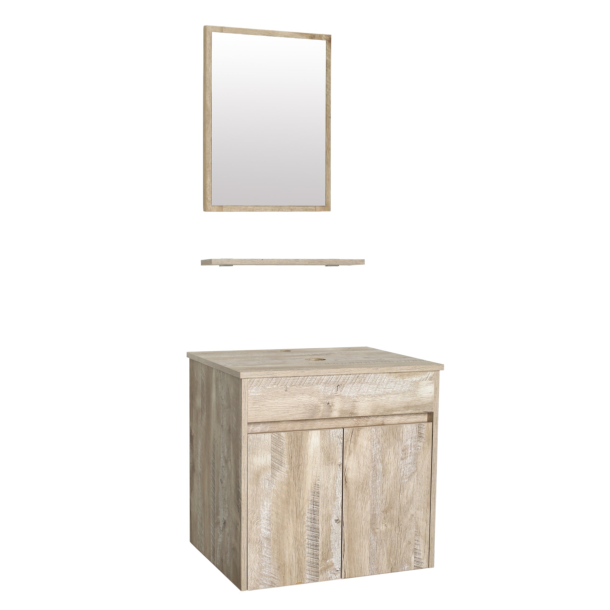 Modern and stylish Bathroom Vanity with two doors- Natural/Black-Boyel Living