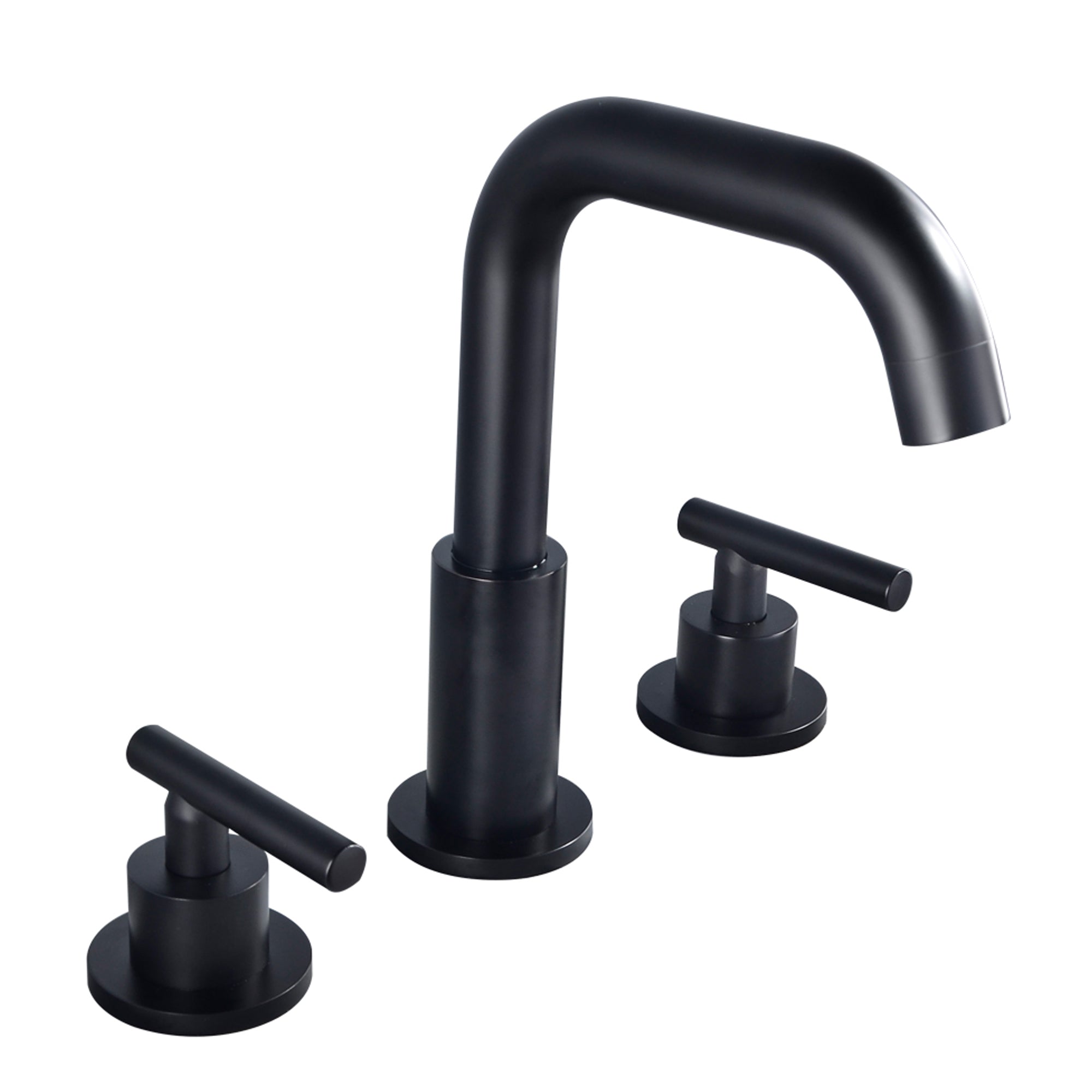 Boyel Living 8 in. Widespread 2-Handle Mid-Arc Bathroom Faucet with Valve and cUPC Water Supply Lines in Matte Black-Boyel Living
