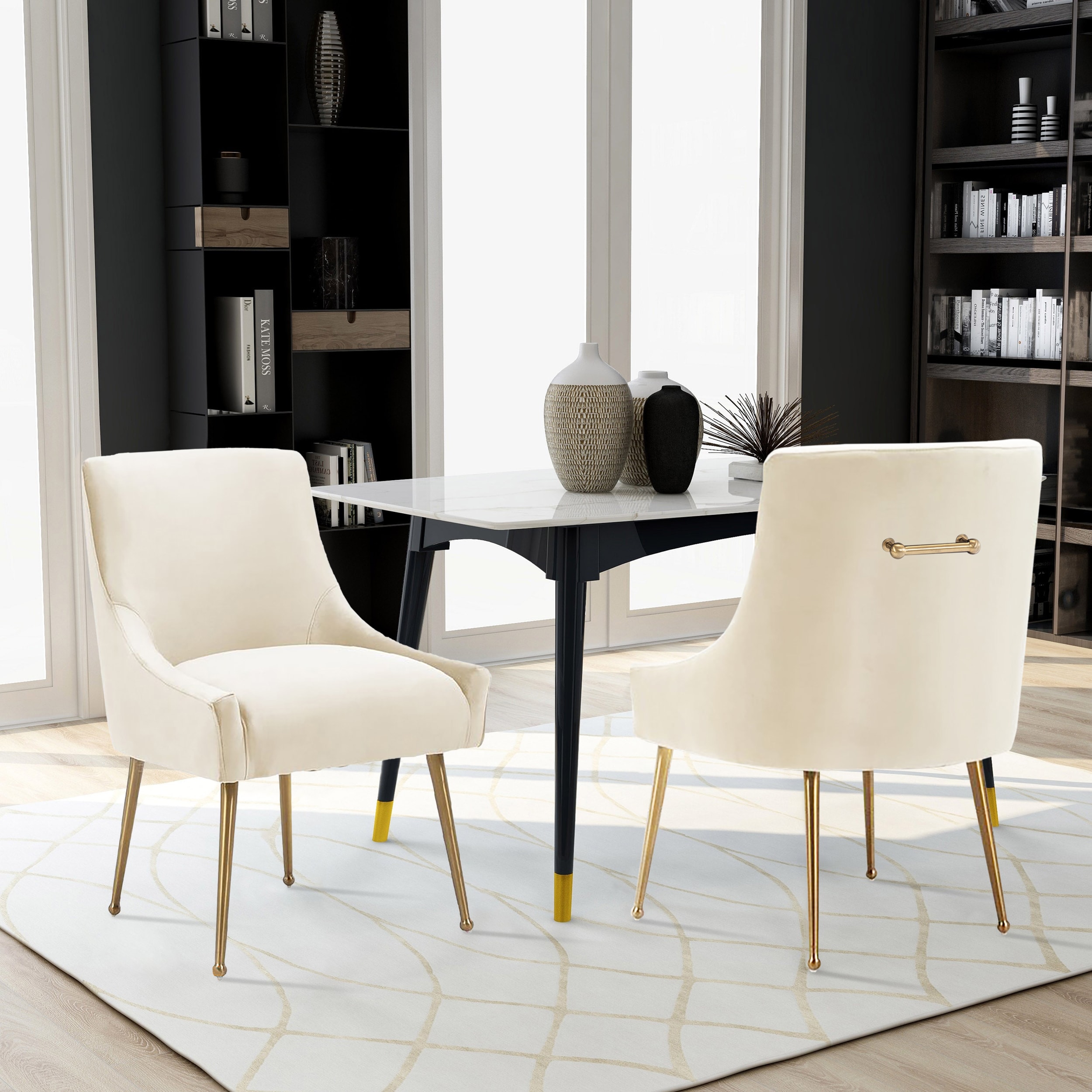 Velvet Dining Chair, Accent Side Chair With Adjustable Foot Nails, Set of 2-Boyel Living