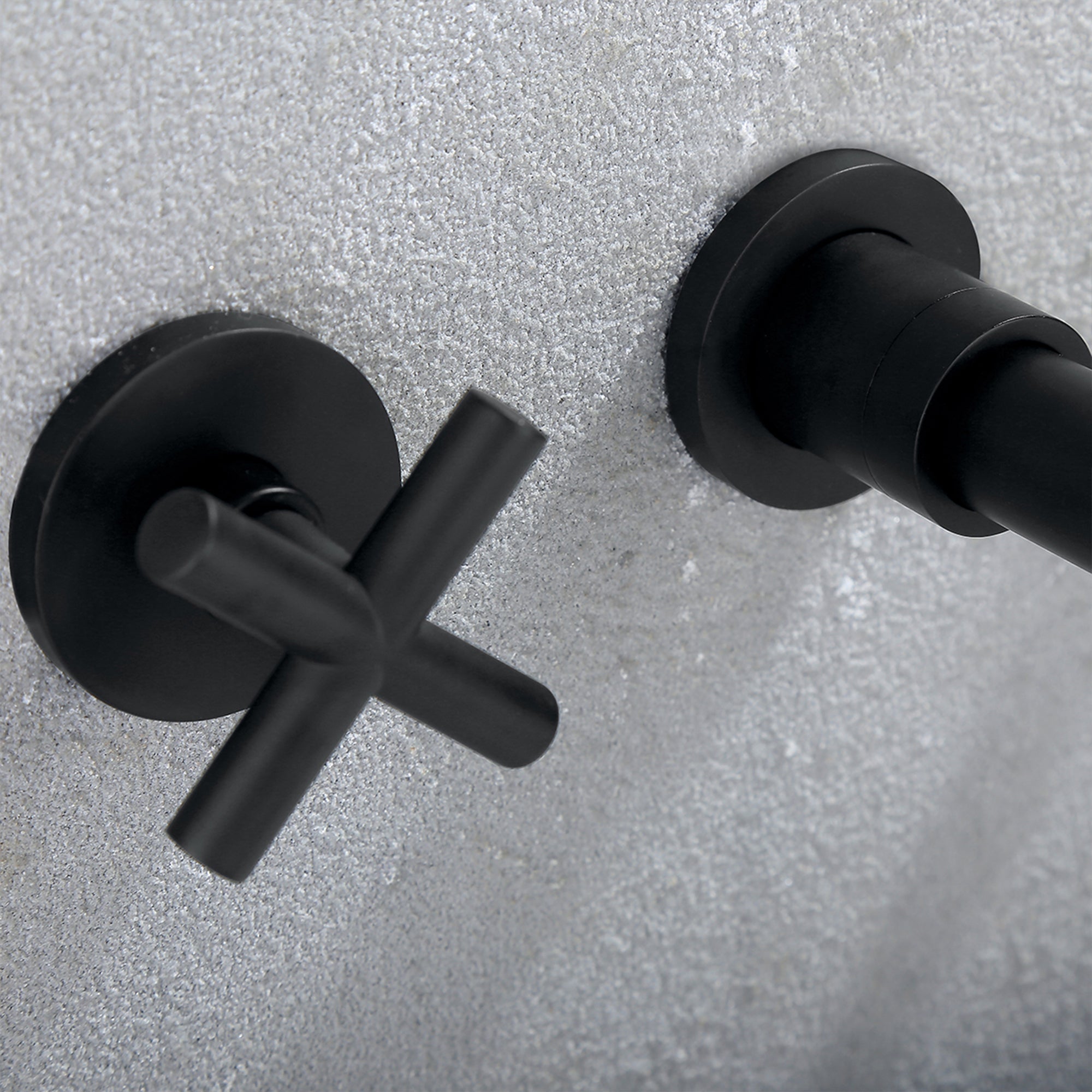 Boyel Living Double Handle Wall Mounted Bathroom Kitchen Faucet Basin Mixer Taps in Matte Black with Rough-in Valve-Boyel Living