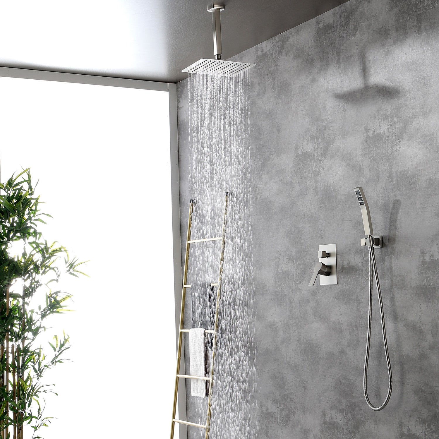 Boyel Living 10 in. Ceiling Mount Dual Shower Heads, Shower System with Rough-In Valve Body and Trim-Boyel Living