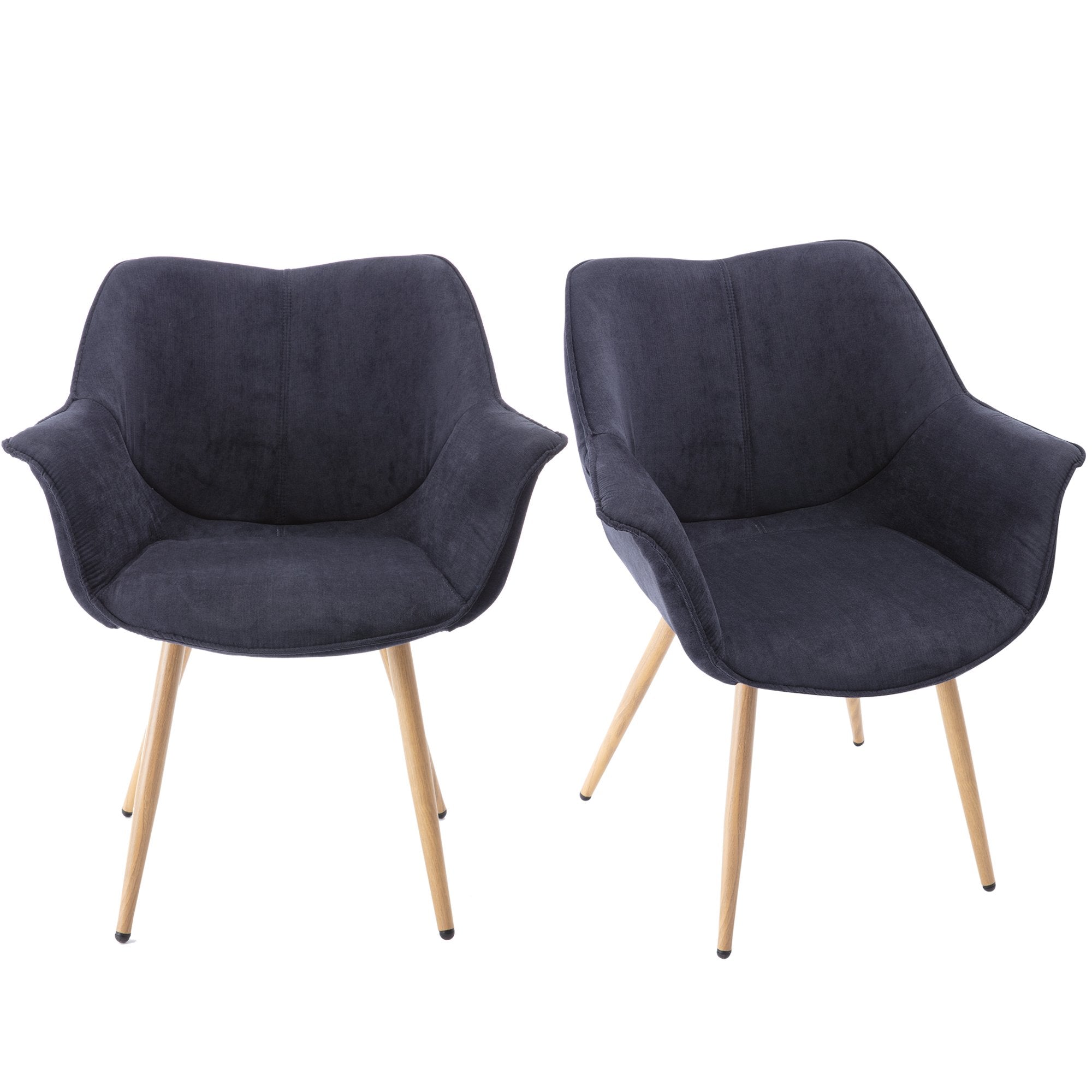 Dining Chairs, Modern style Upholstered fabric Chairs Leisure Side Chairs with Metal Legs ( Set of 2/ Navy Blue)-Boyel Living