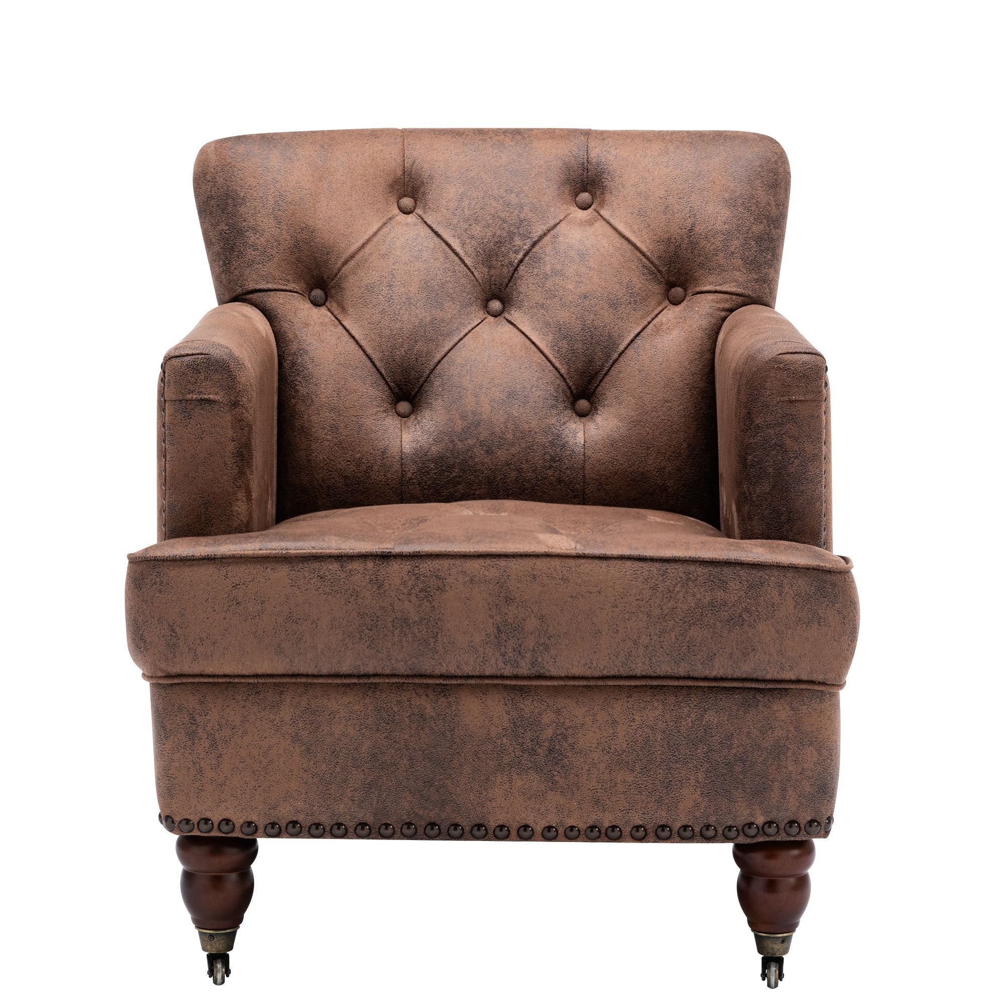 Living leisure Upholstered Fabric Club Chair, Antique Brown-Boyel Living