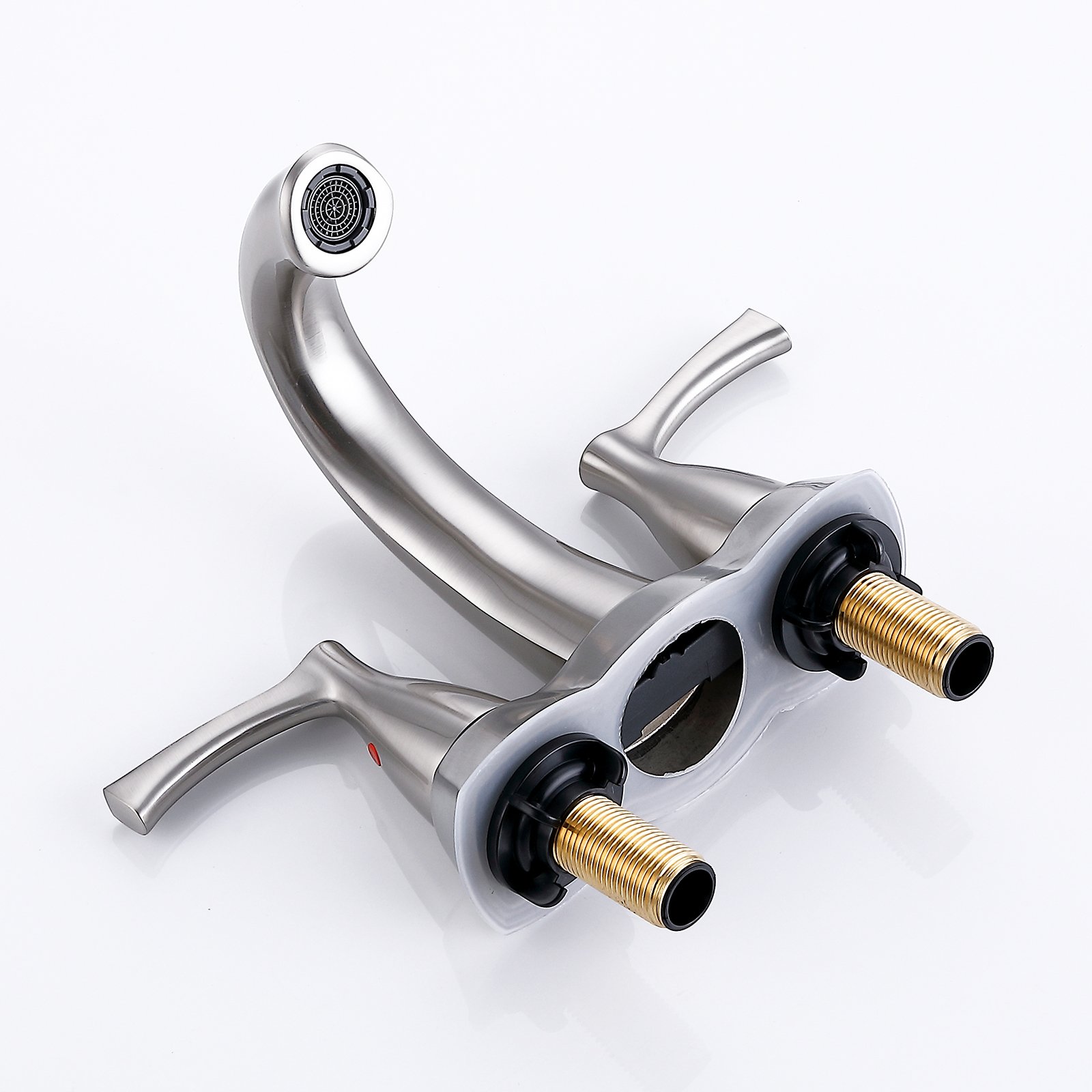 2 Handle 4 Inch Centerset Bathroom Sink Faucet with Pop-Up Drain, Brushed Gold /Brushed Nickel/Matte Black